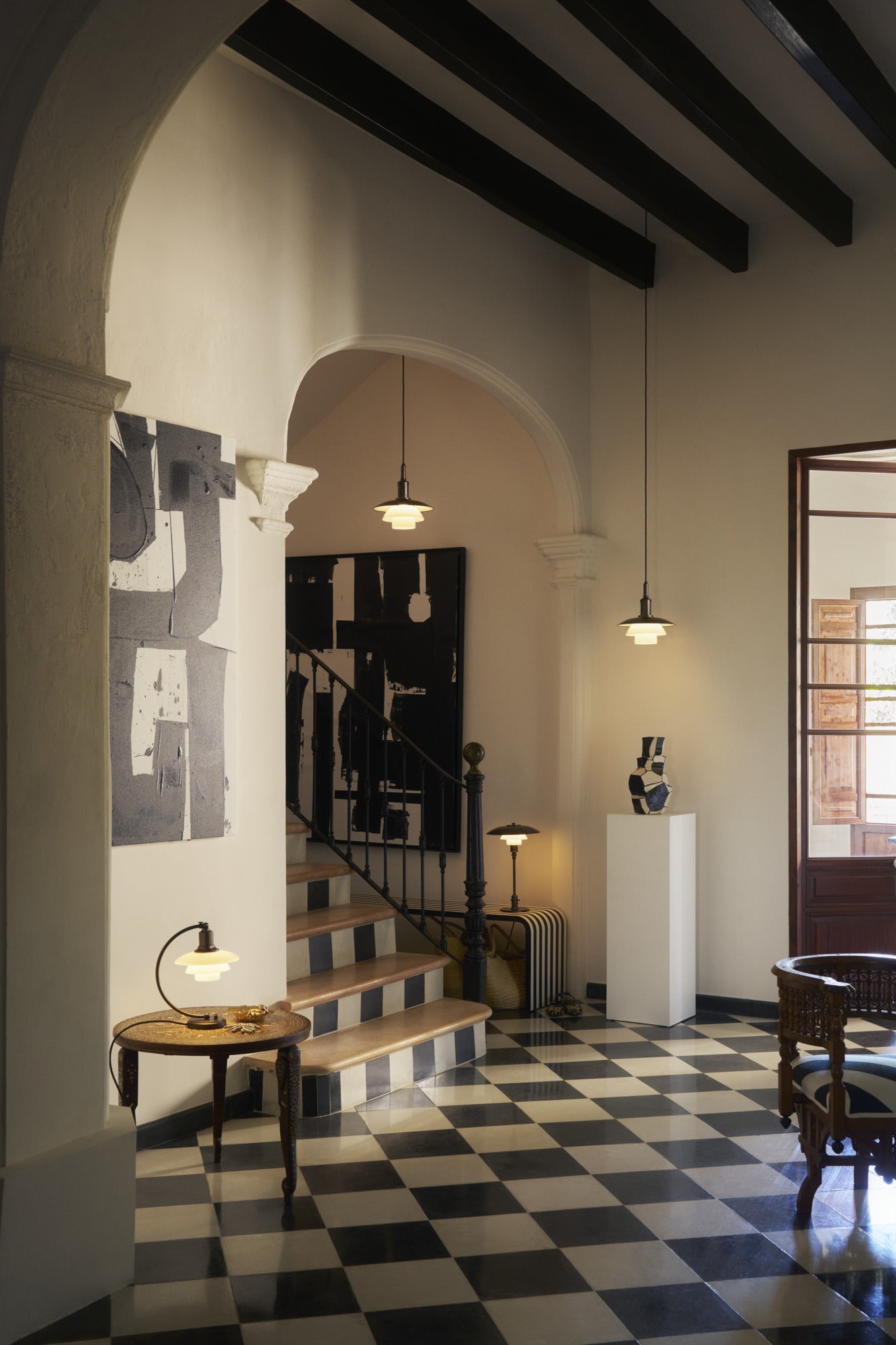 PH 3/3 pendant lamp white with black matte finish