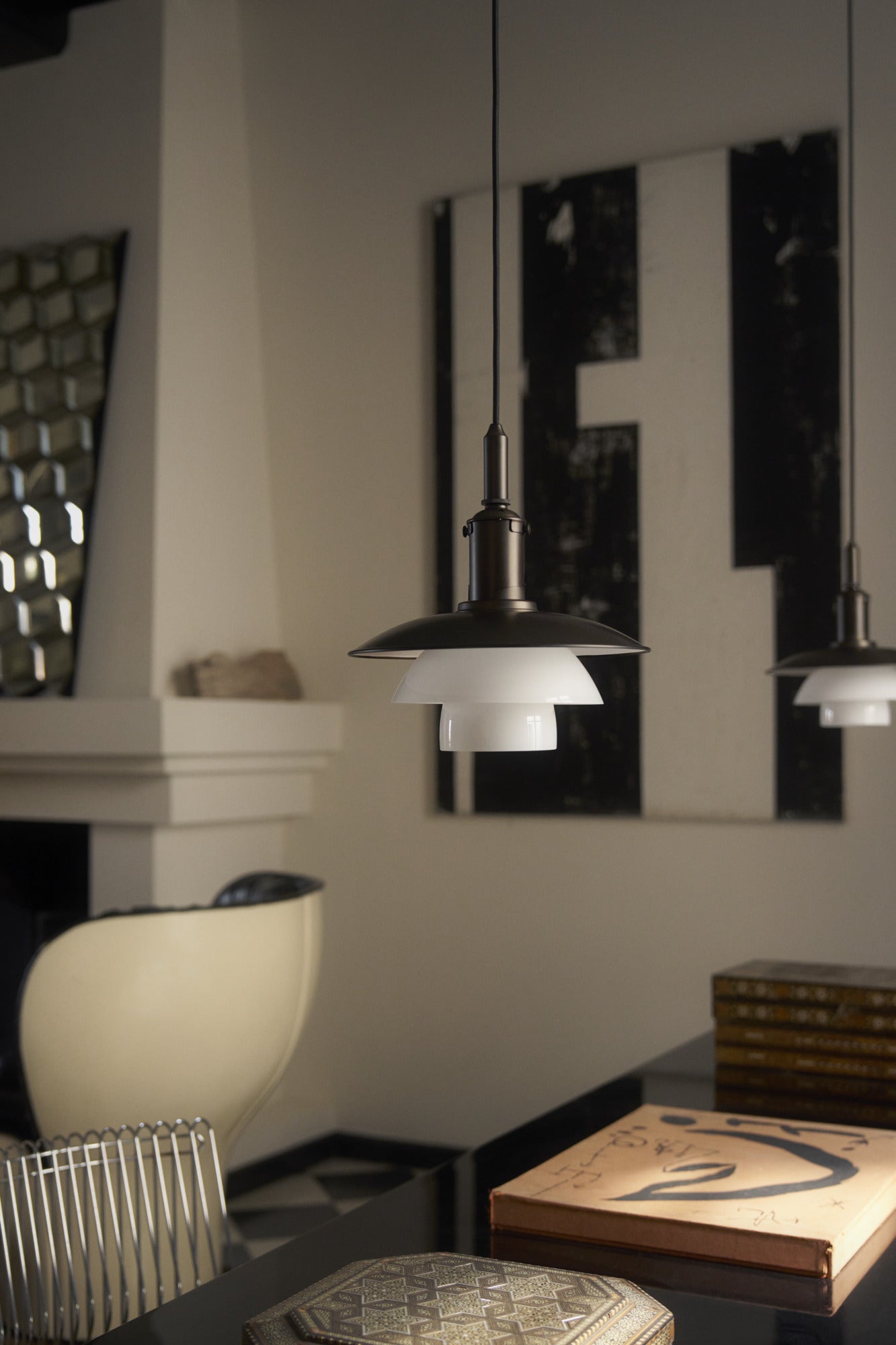 PH 3/3 pendant lamp white with black matte finish