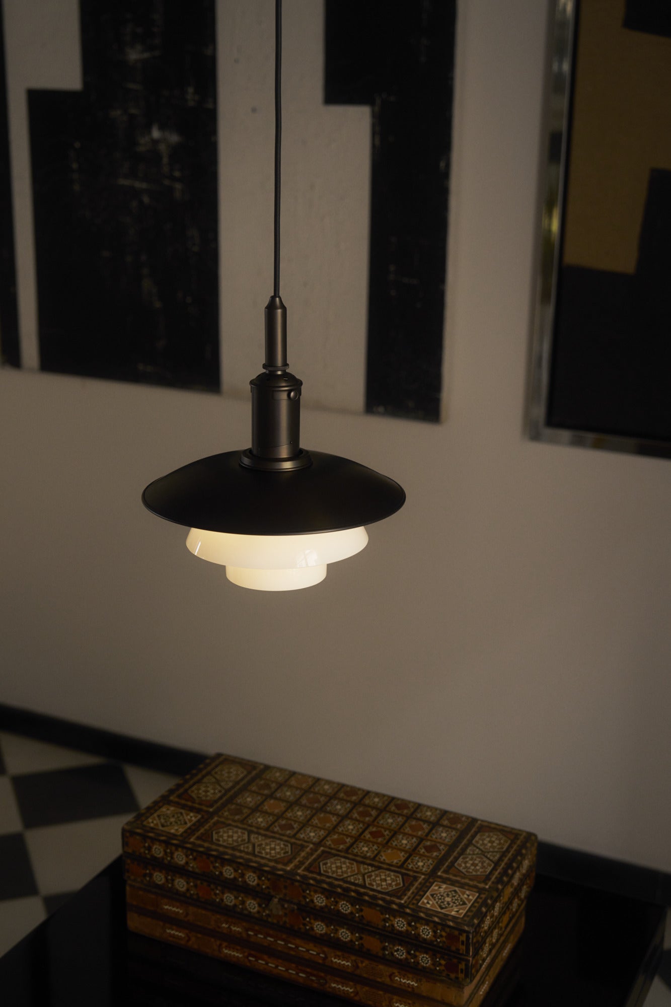 PH 3/3 pendant lamp white with black matte finish