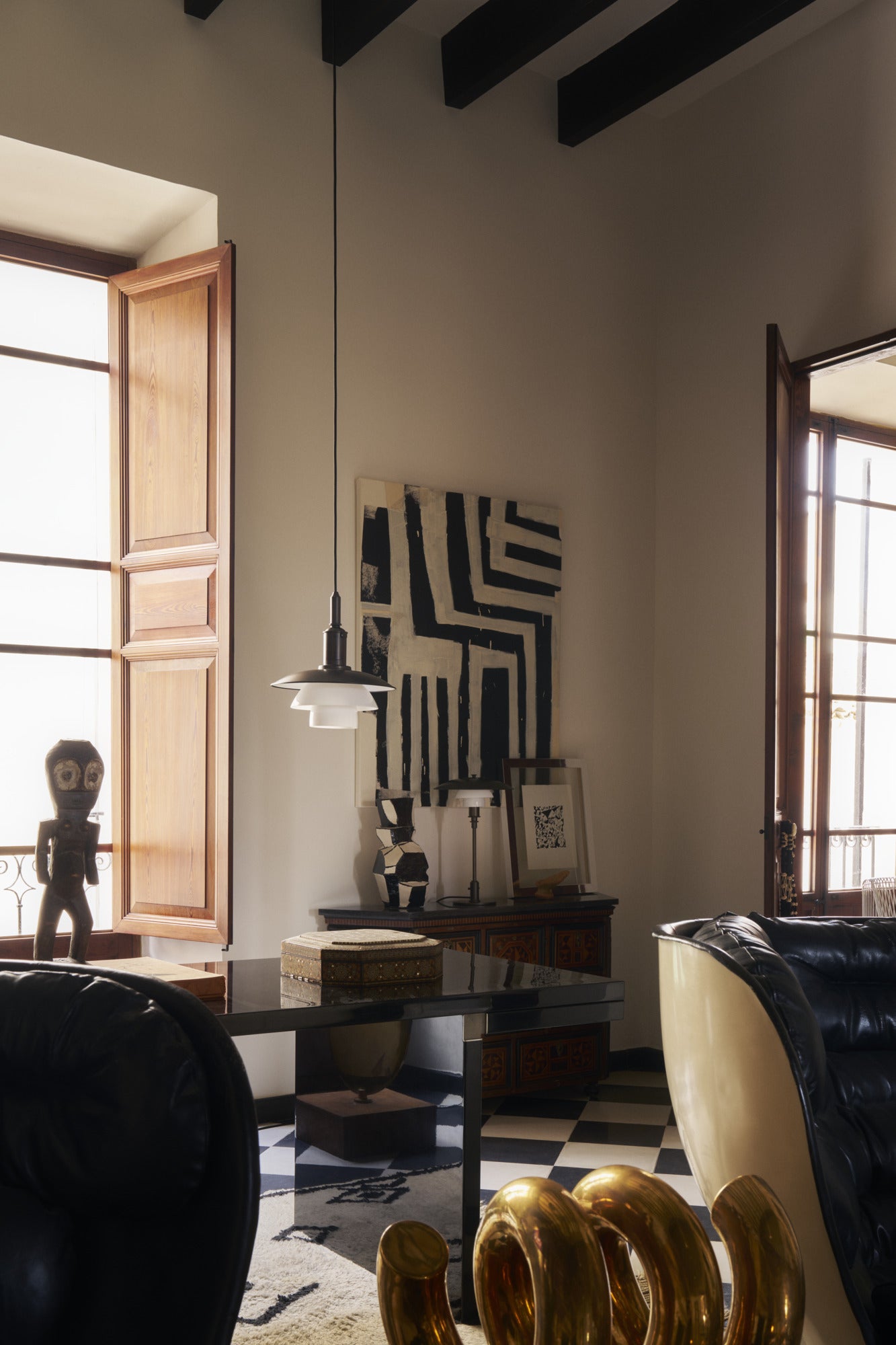 PH 3/3 pendant lamp white with black matte finish