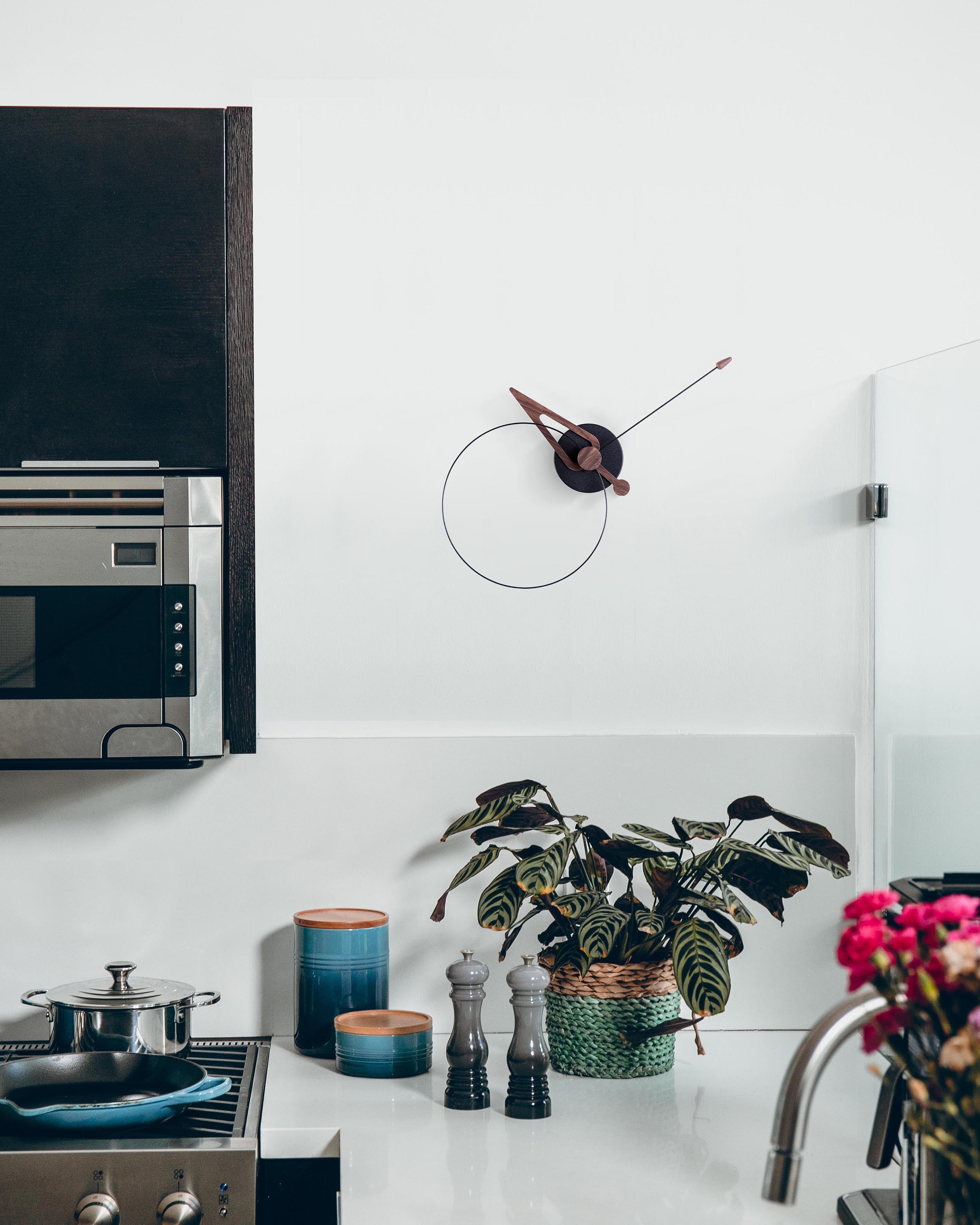 PICO wall clock walnut wood with black
