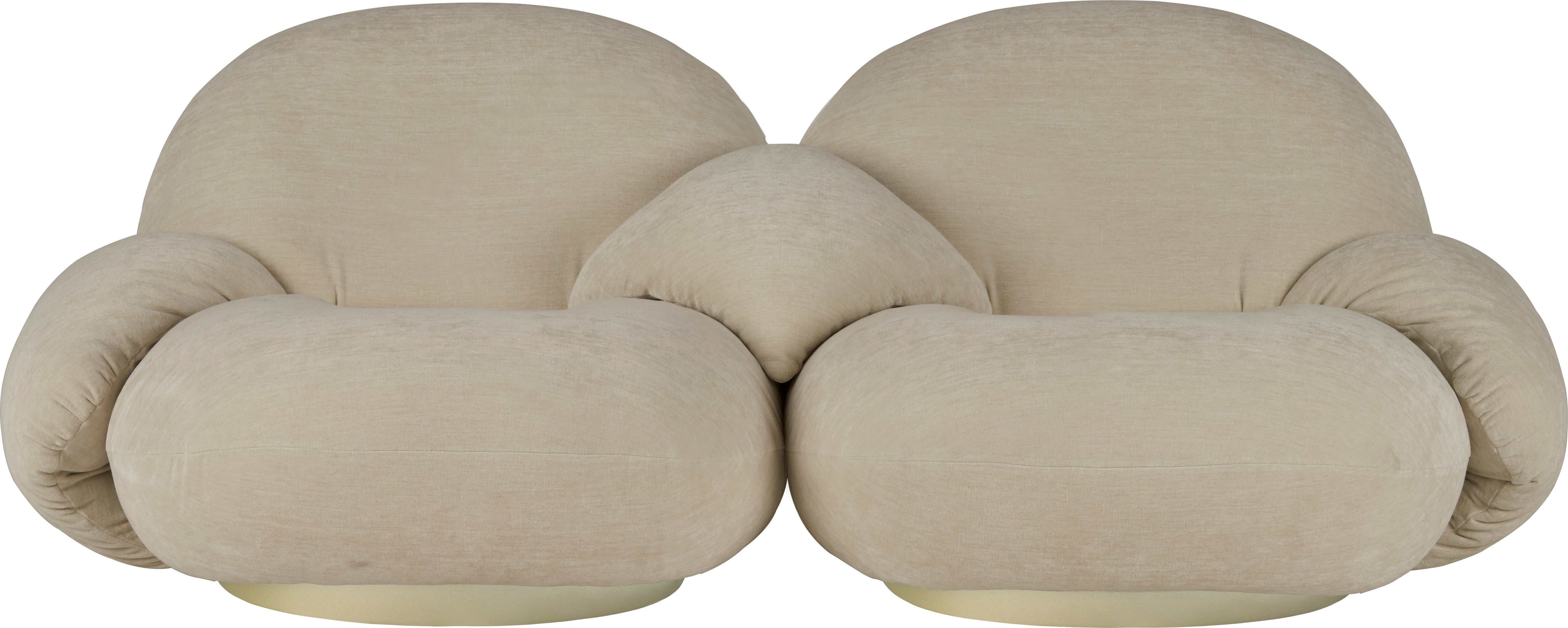 2-Sitzer Sofa PACHA mit gepolstertem Bezug und goldenem Fuß
