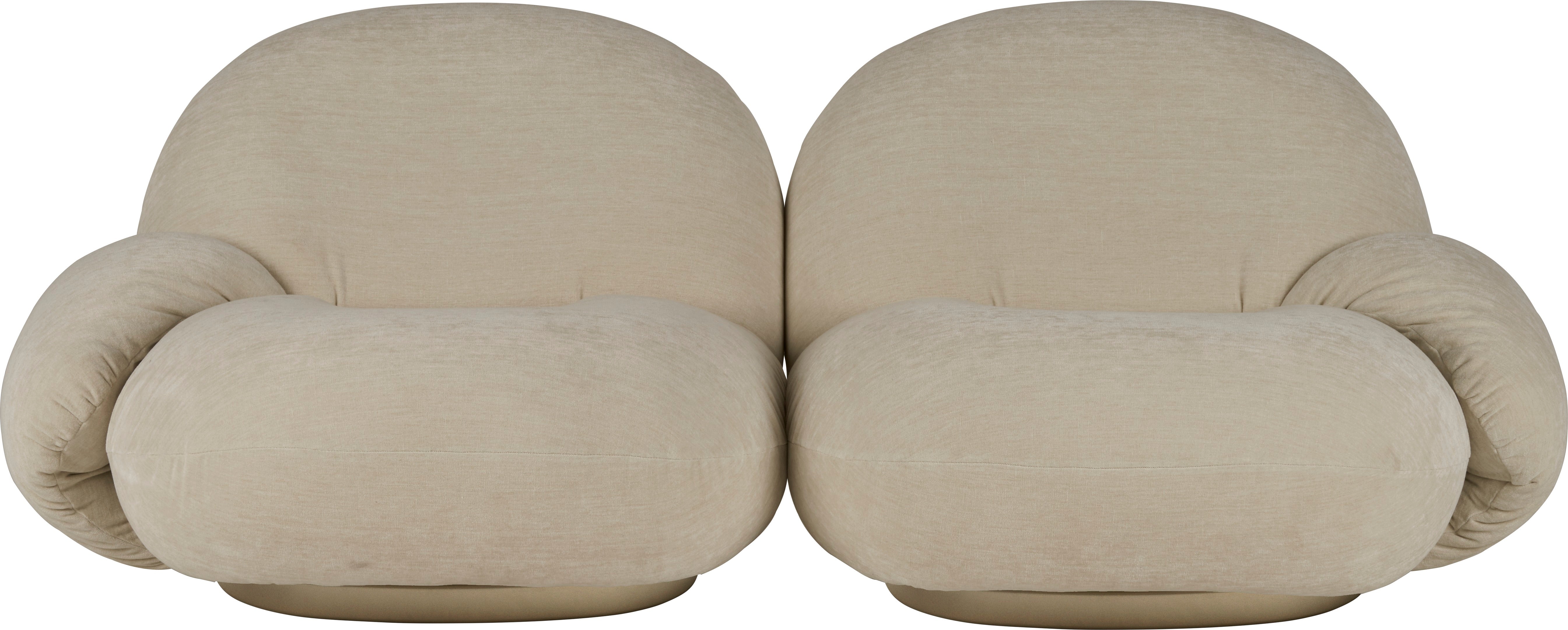 2-Sitzer Sofa PACHA mit gepolstertem Bezug und goldenem Fuß