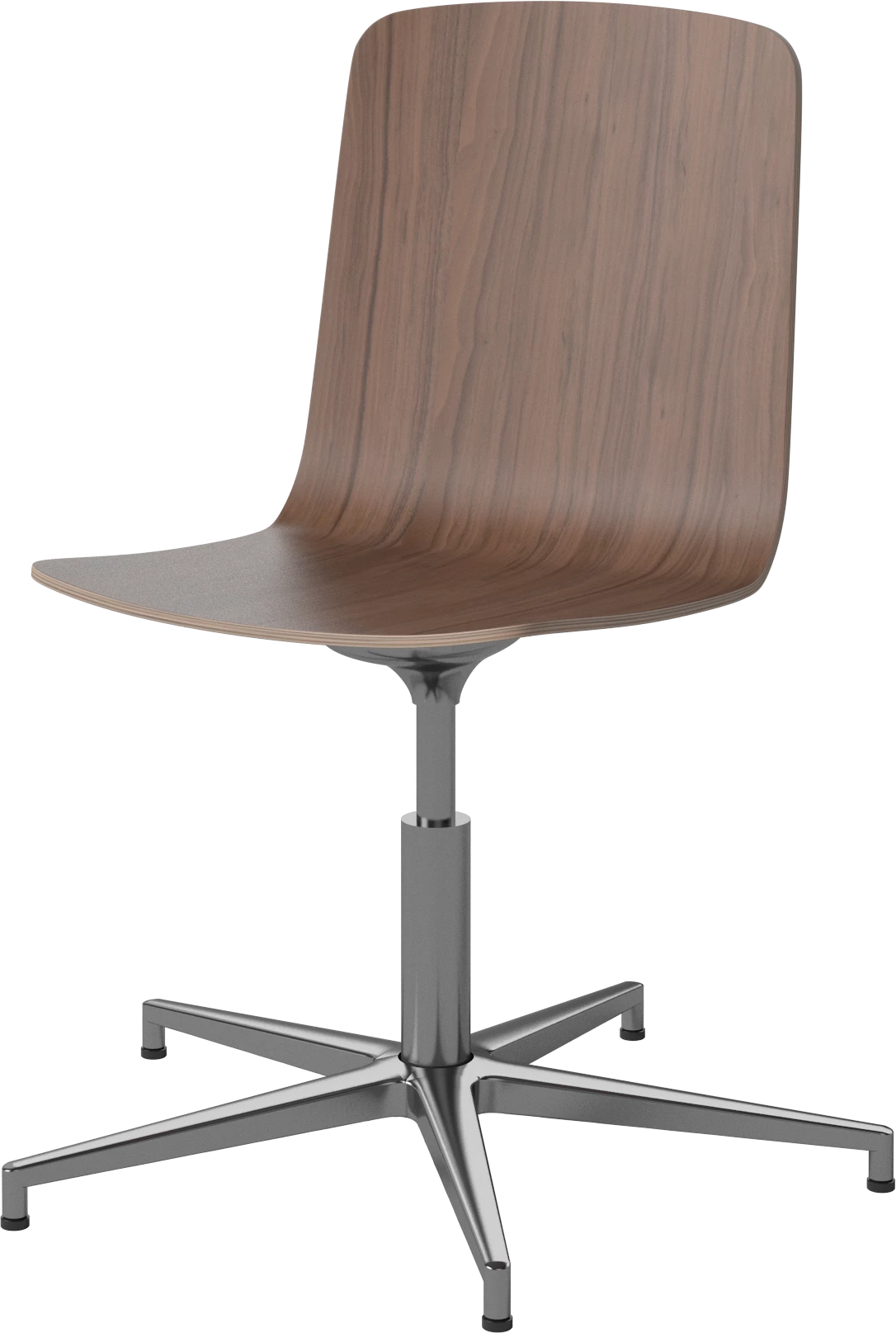 Palm office chair nut veneer with a metal base