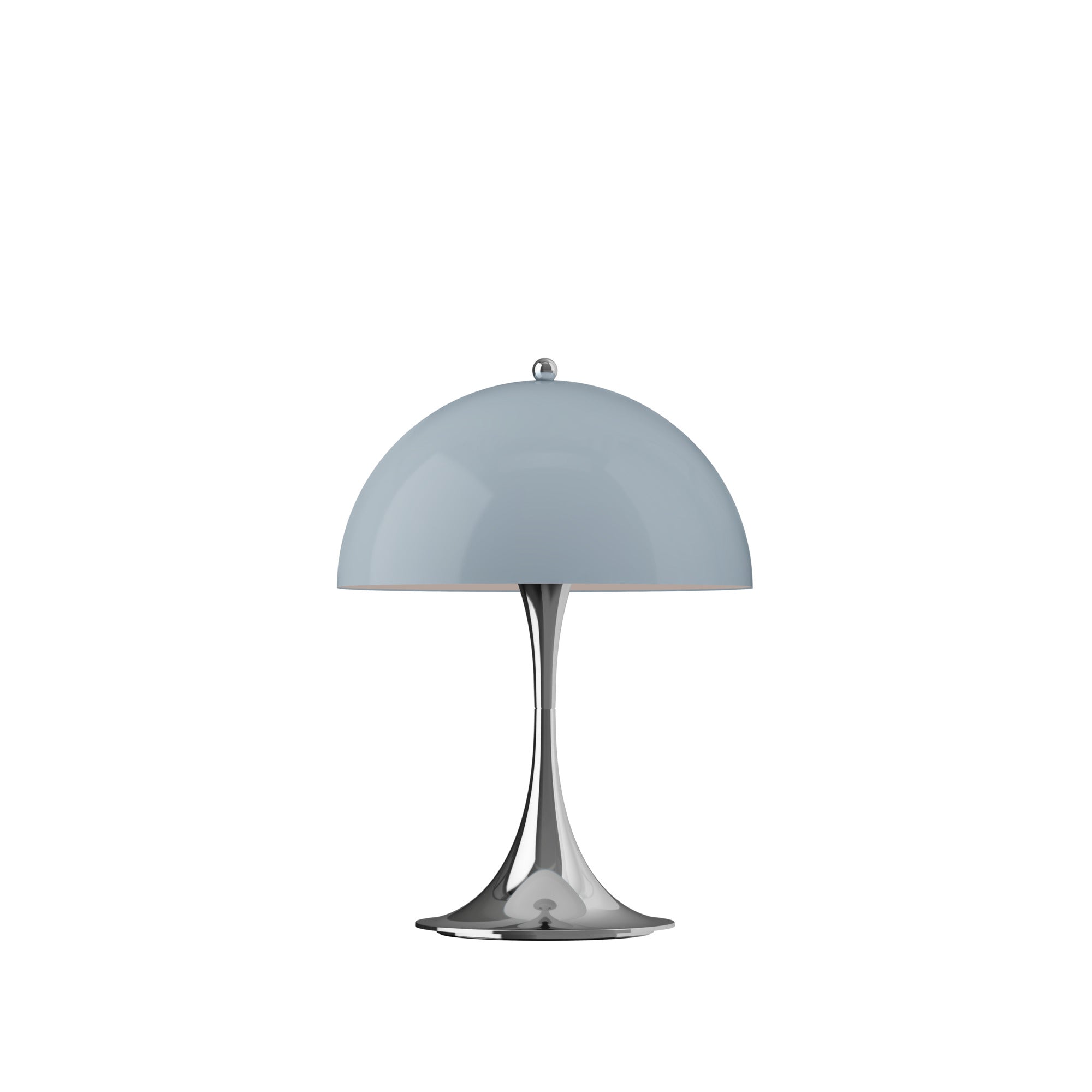 Tragbare Lampe PANTHELLA 250 grau-blau opal mit verchromtem Fuß