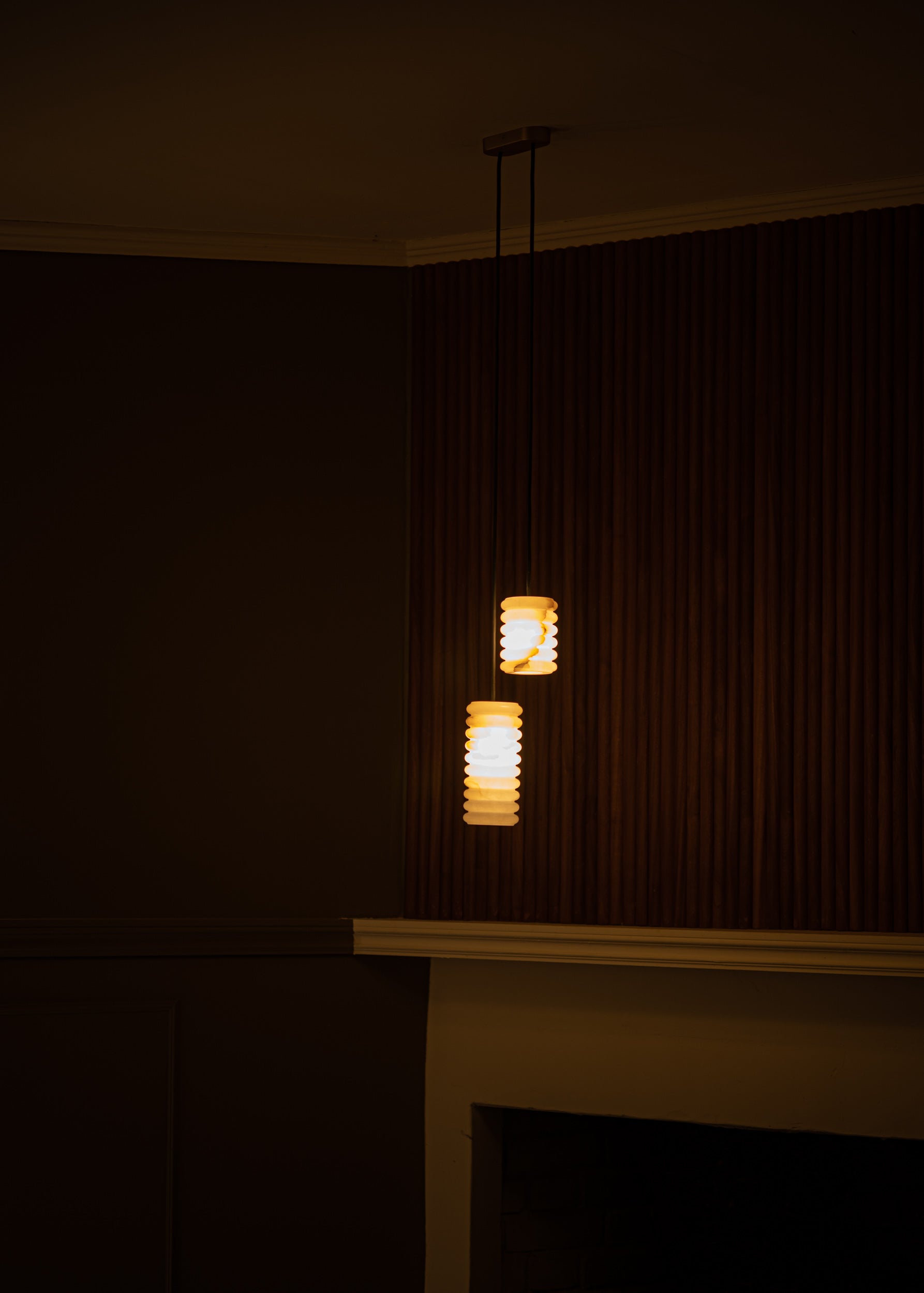 Hanging Lamp MANIKO FLUTA DOUBLE White Alabaster