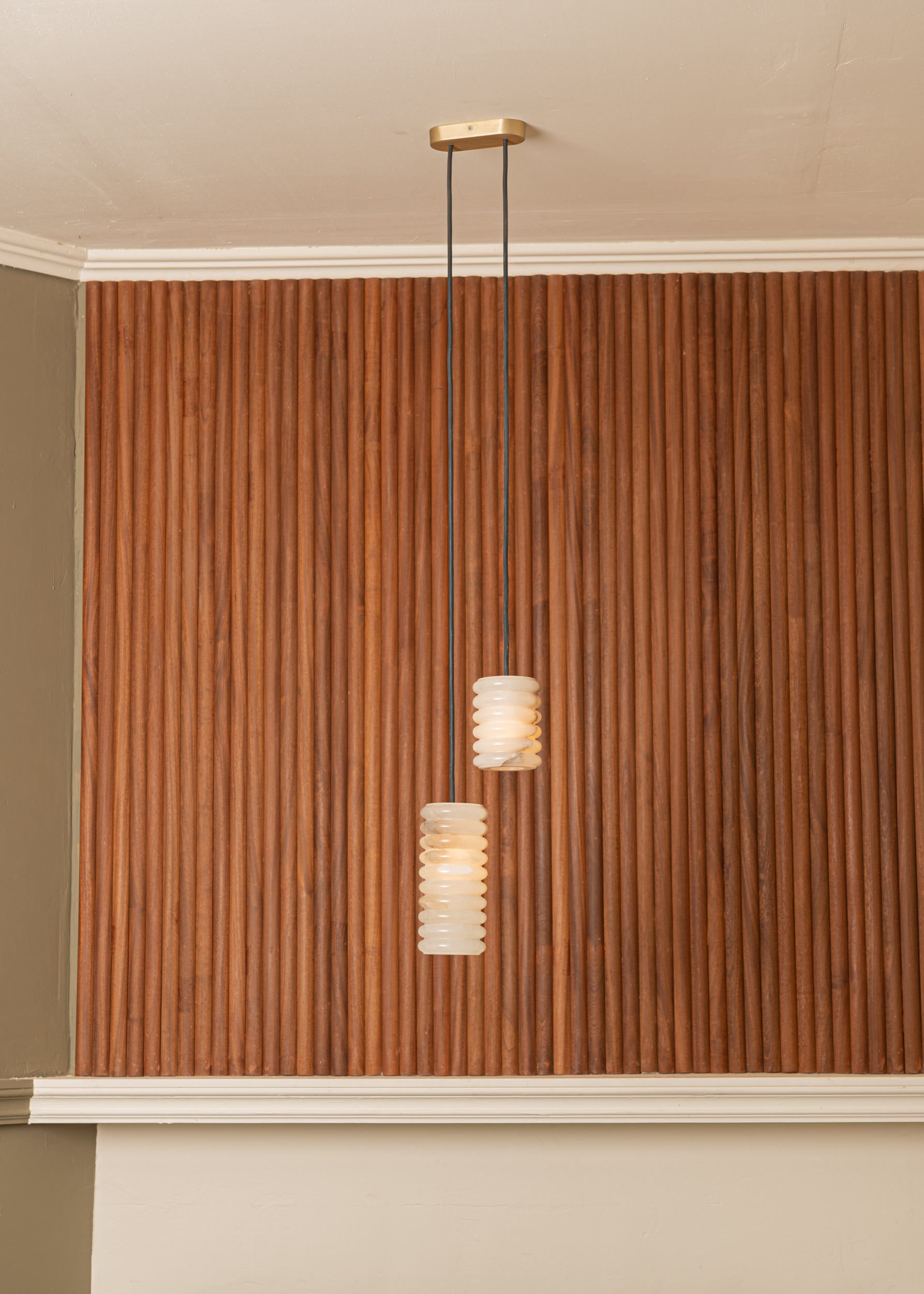 Hanging Lamp MANIKO FLUTA DOUBLE White Alabaster