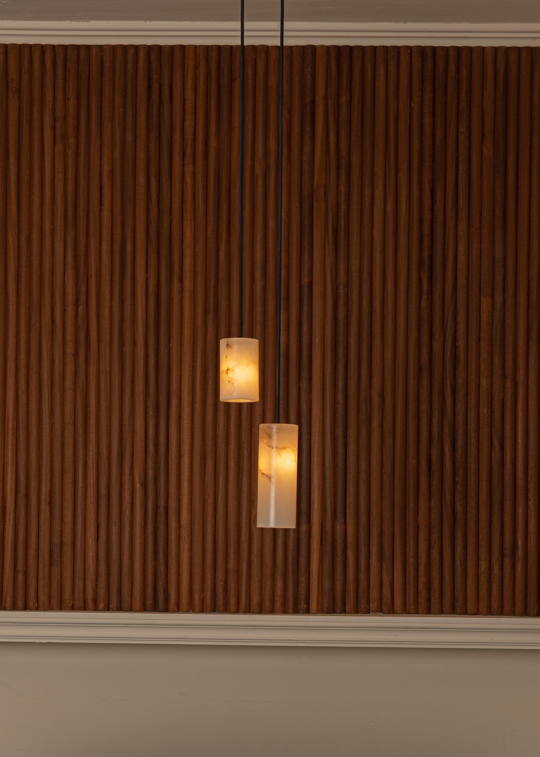 Pendelleuchte MANIKO PIPO DOUBLE weißer Alabaster