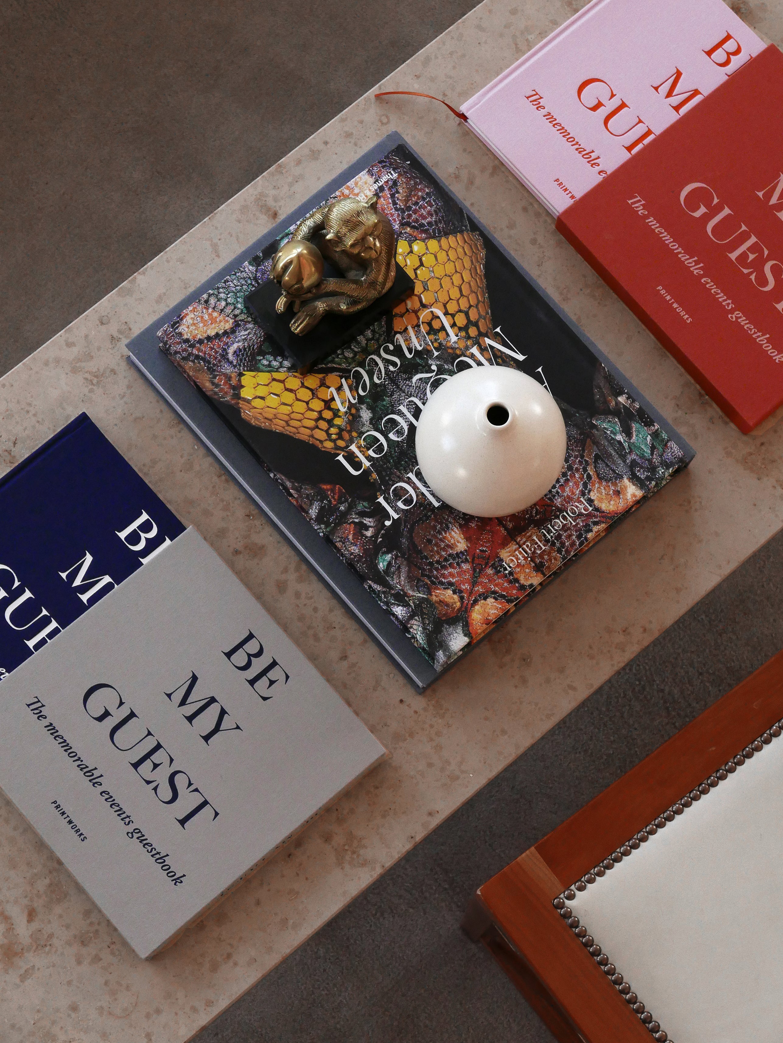 BE MY GUEST Guest Book Gray with Navy Blue