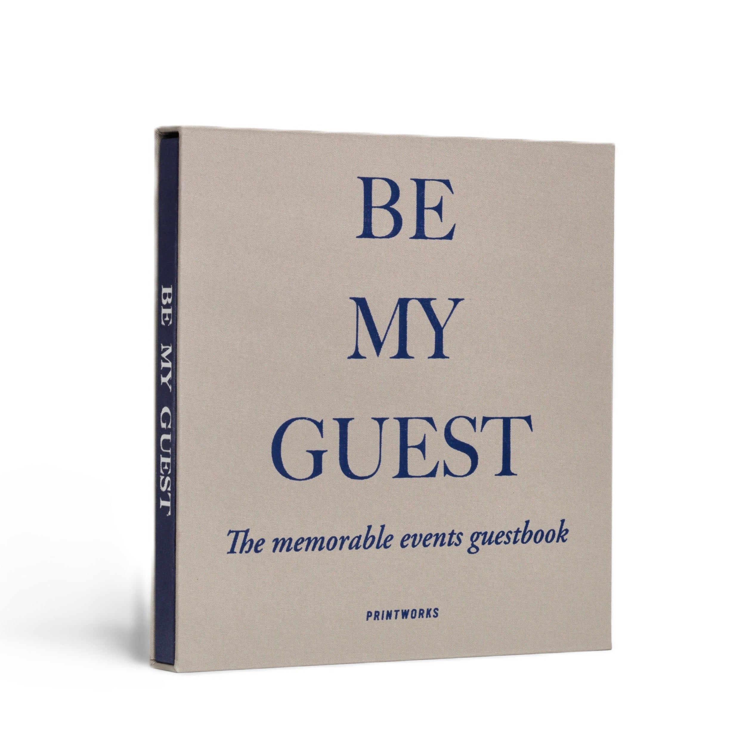 BE MY GUEST Guest Book Gray with Navy Blue