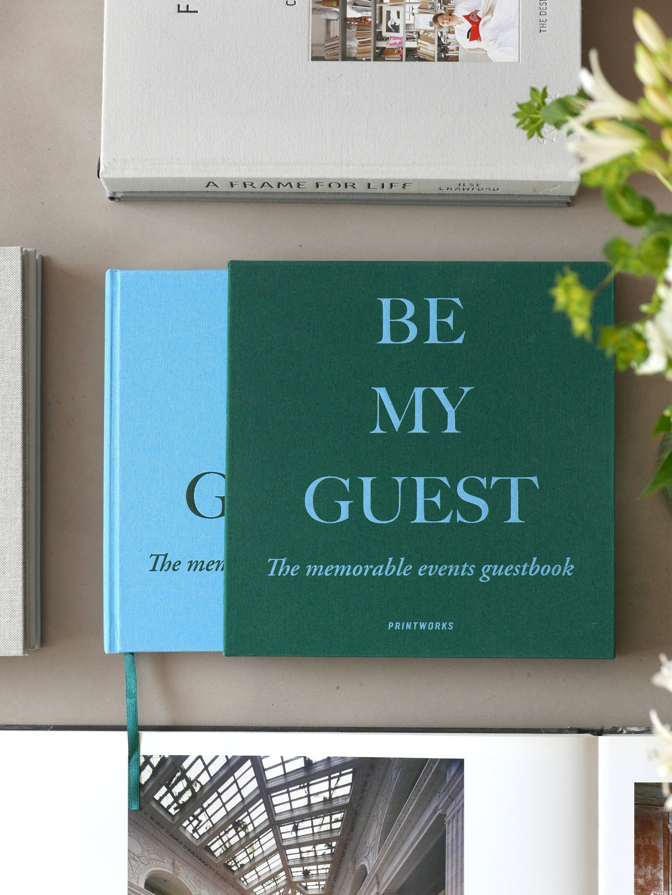 BE MY GUEST Guest Book green with blue