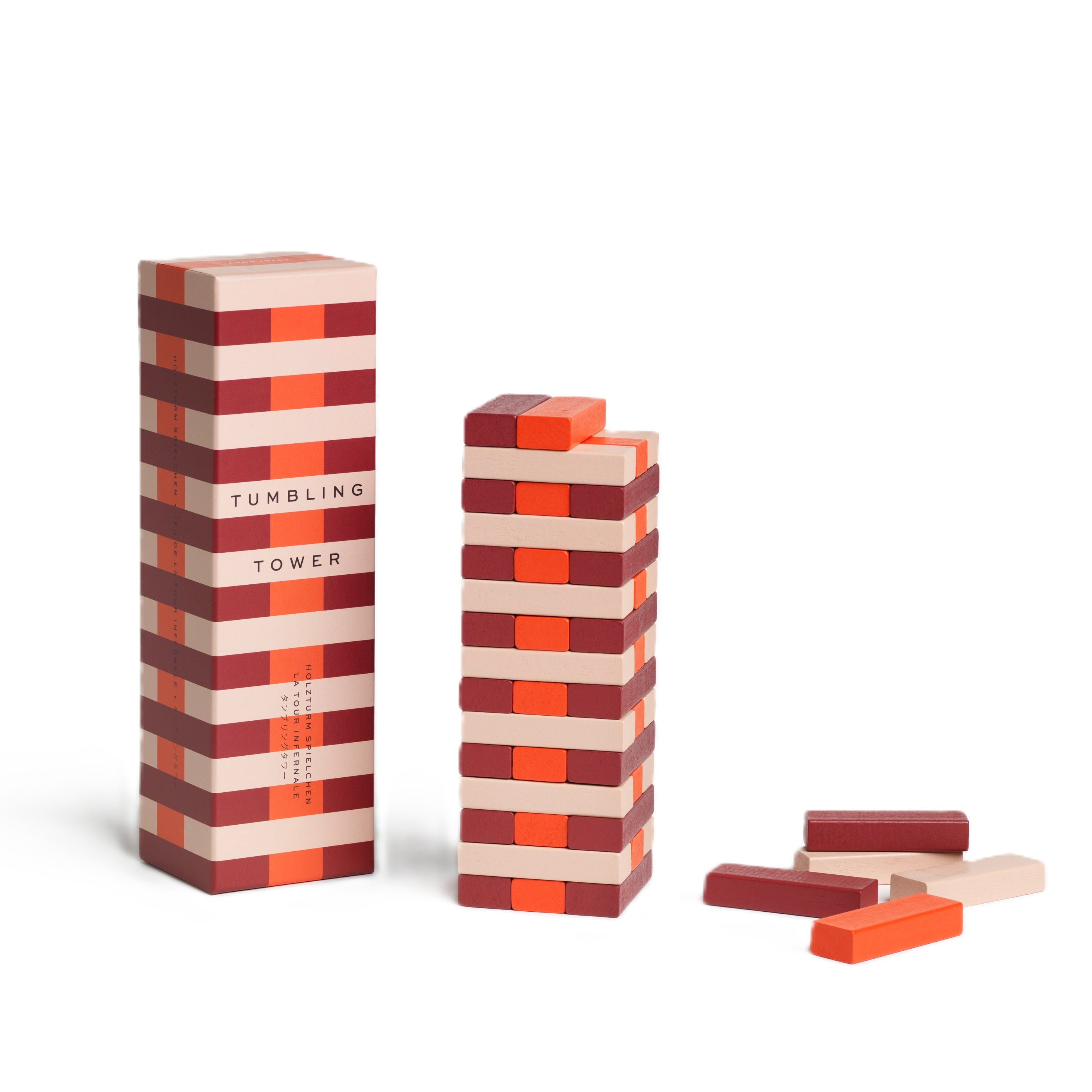 Strategic Yenga Tumbling Tower Beige with Red