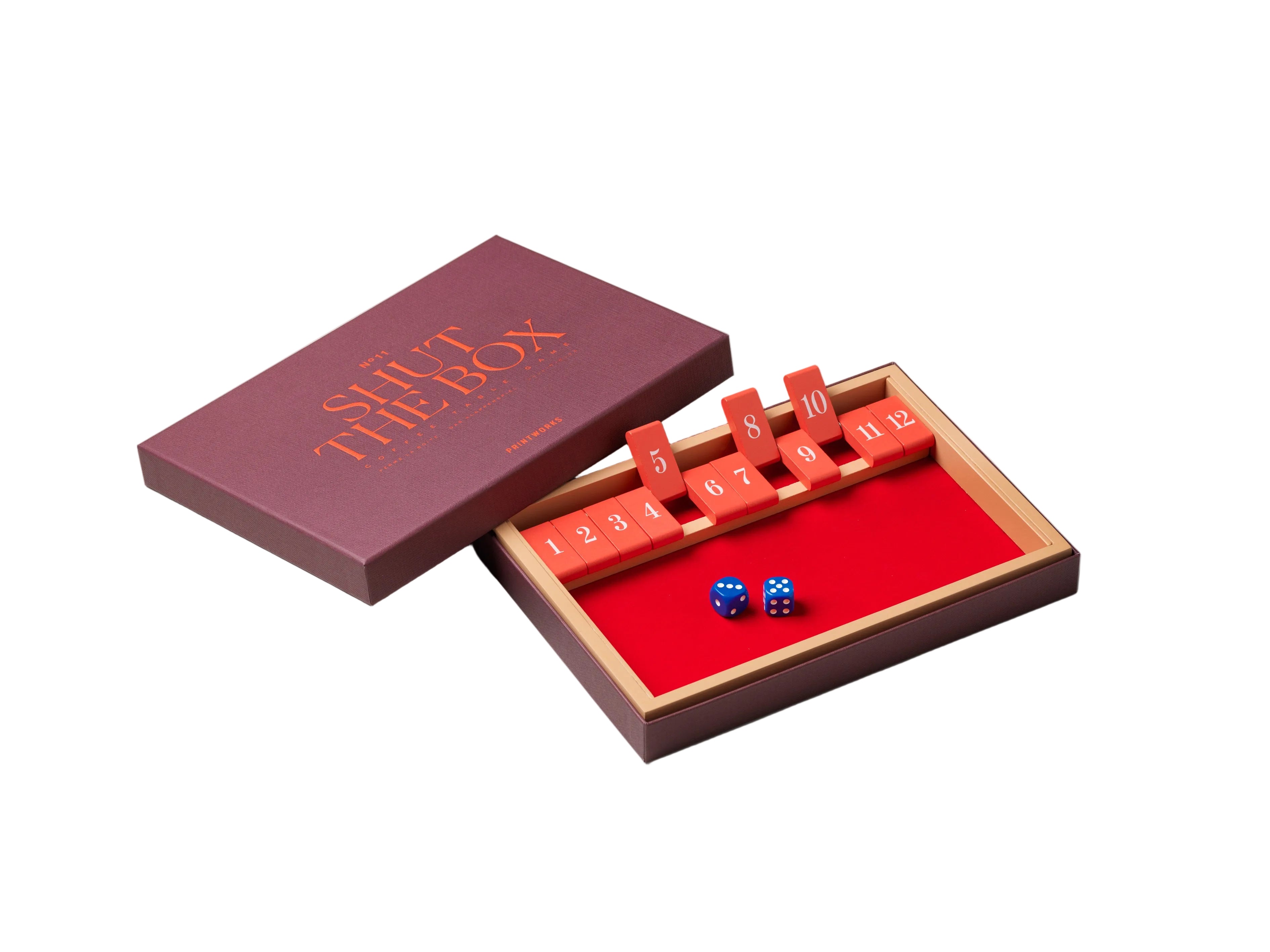SHUT THE BOX Board Game in Burgundy