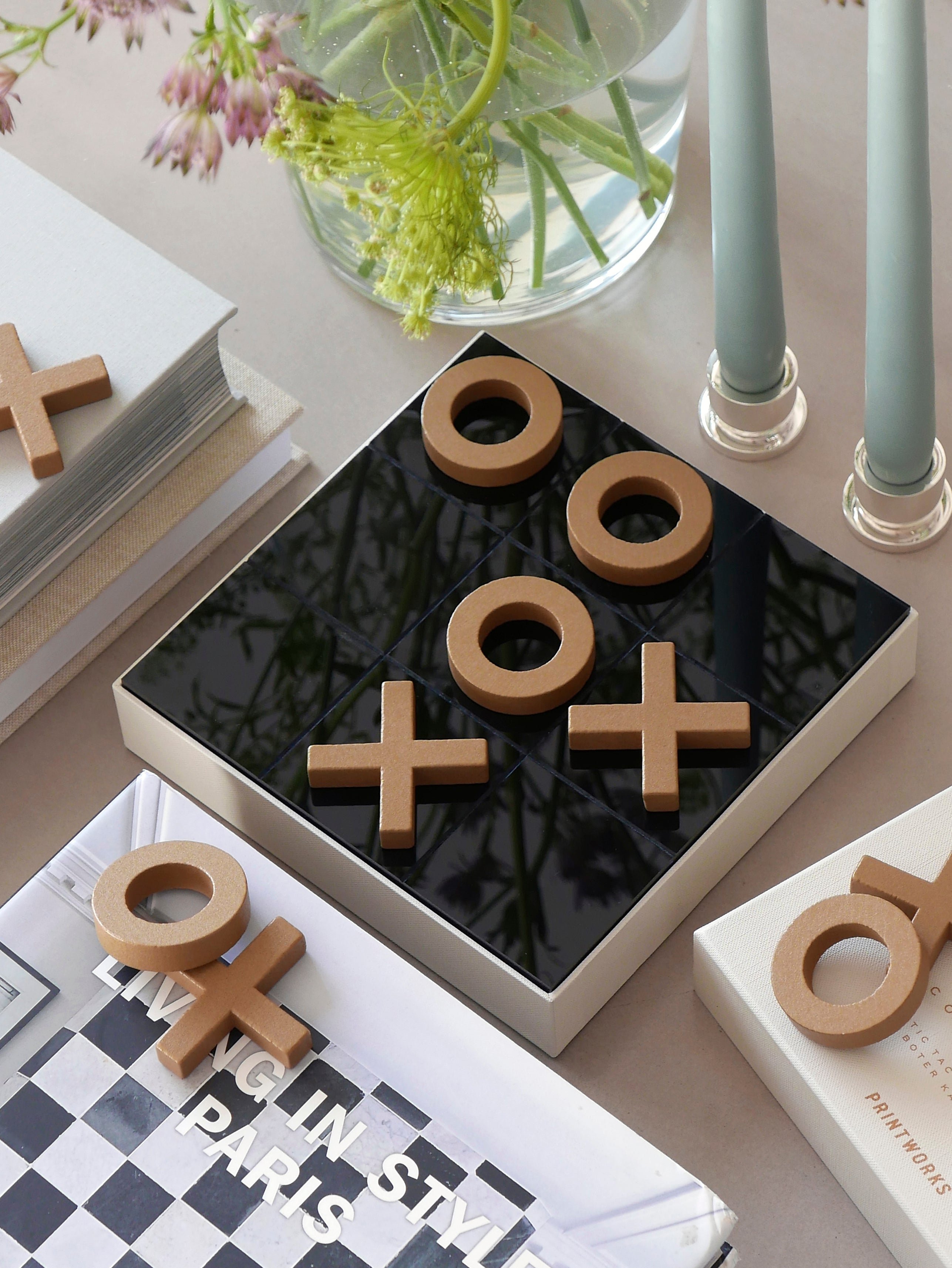 Beige Tic Tac Toe with Black