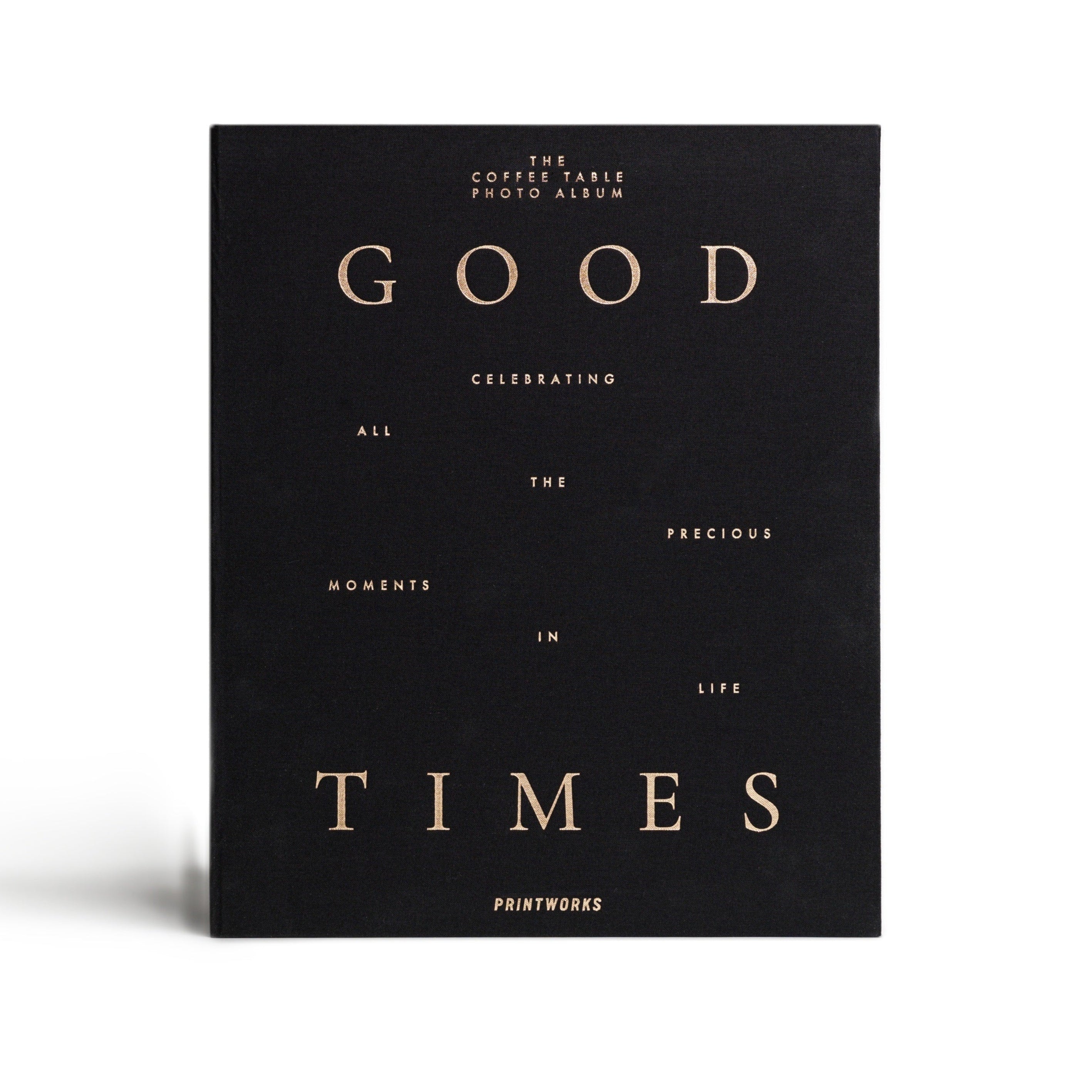 GOOD TIMES black photo album with gold