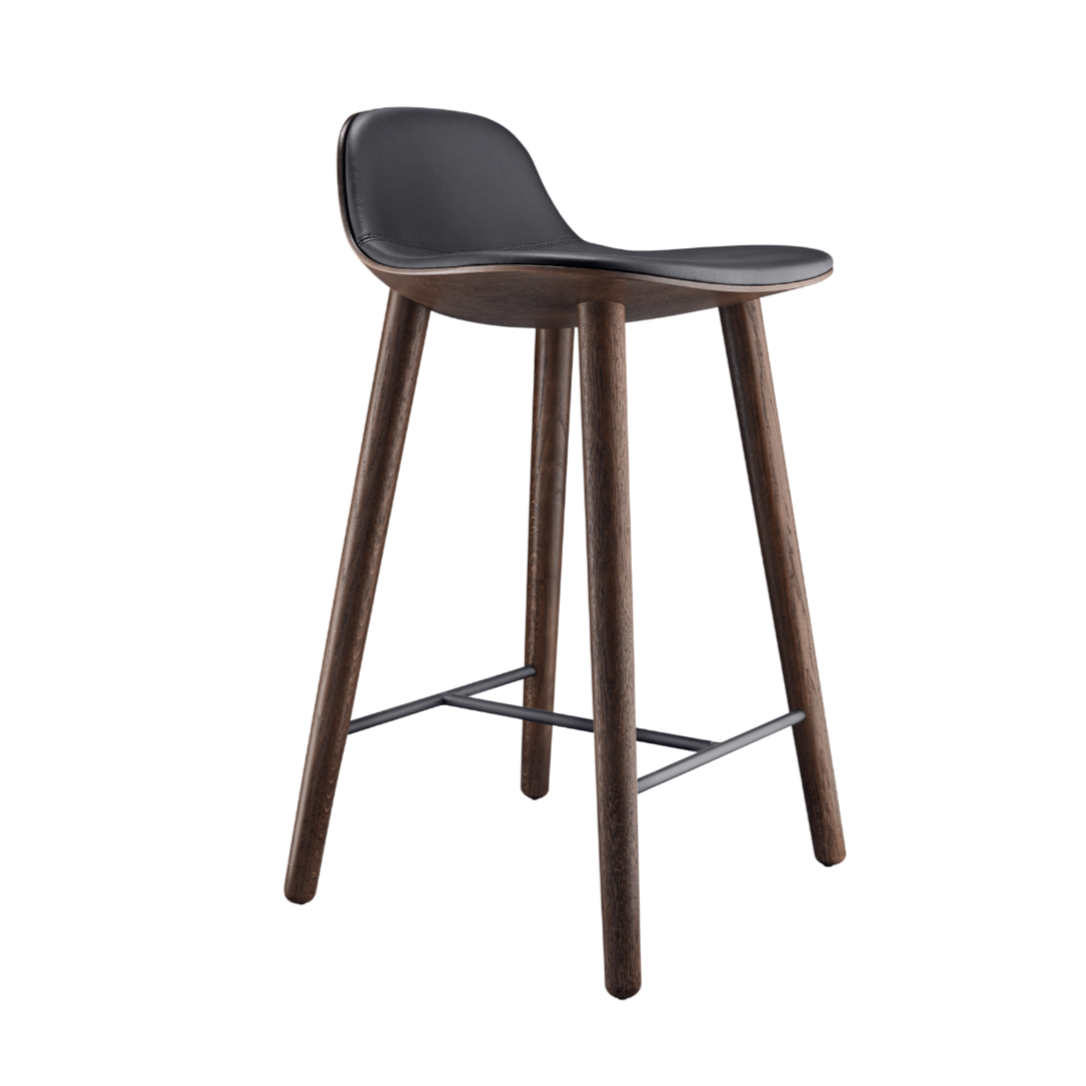 Hocker YUUGA schwarz mit braunem Fuß
