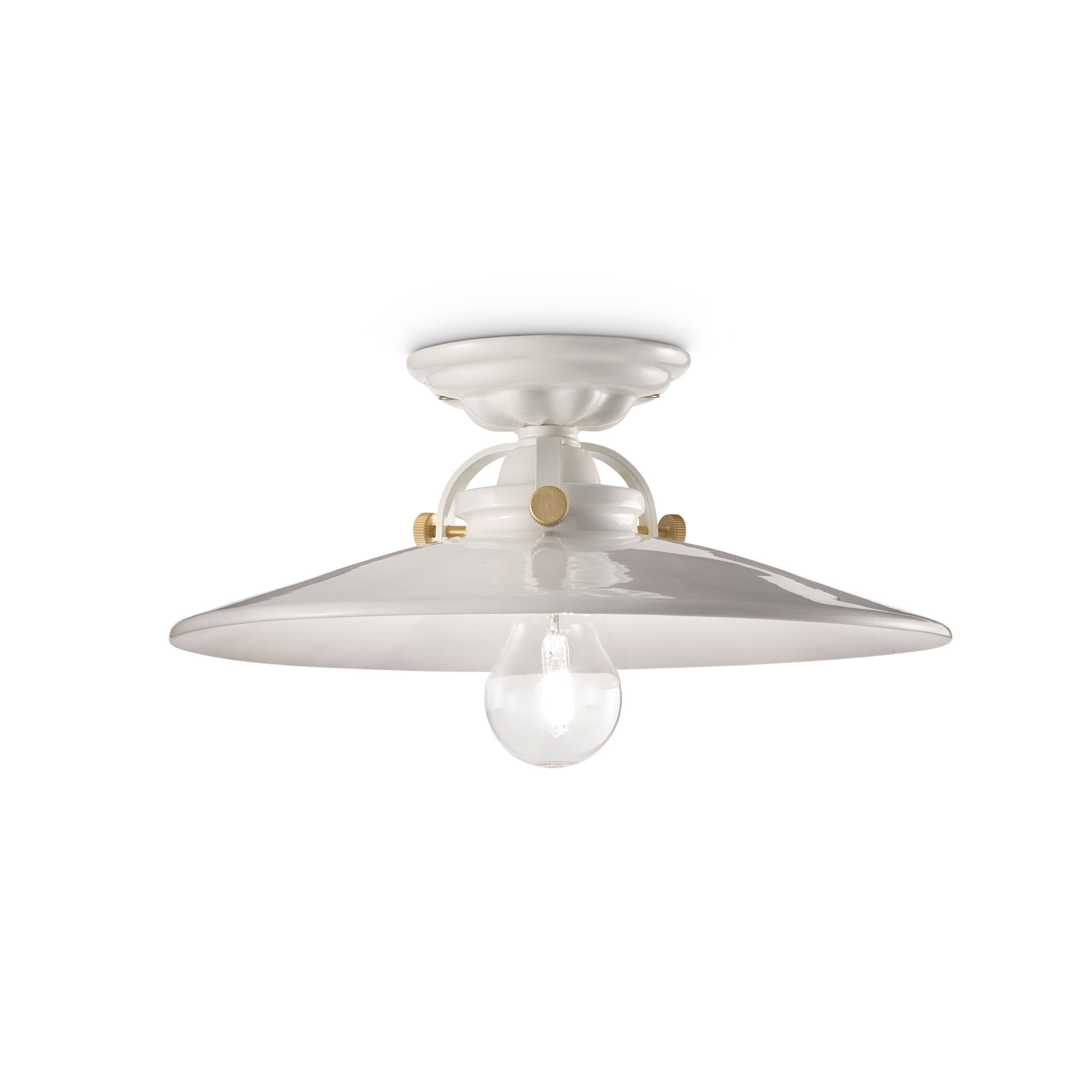 B&W ceramic ceiling lamp in white with brass finish