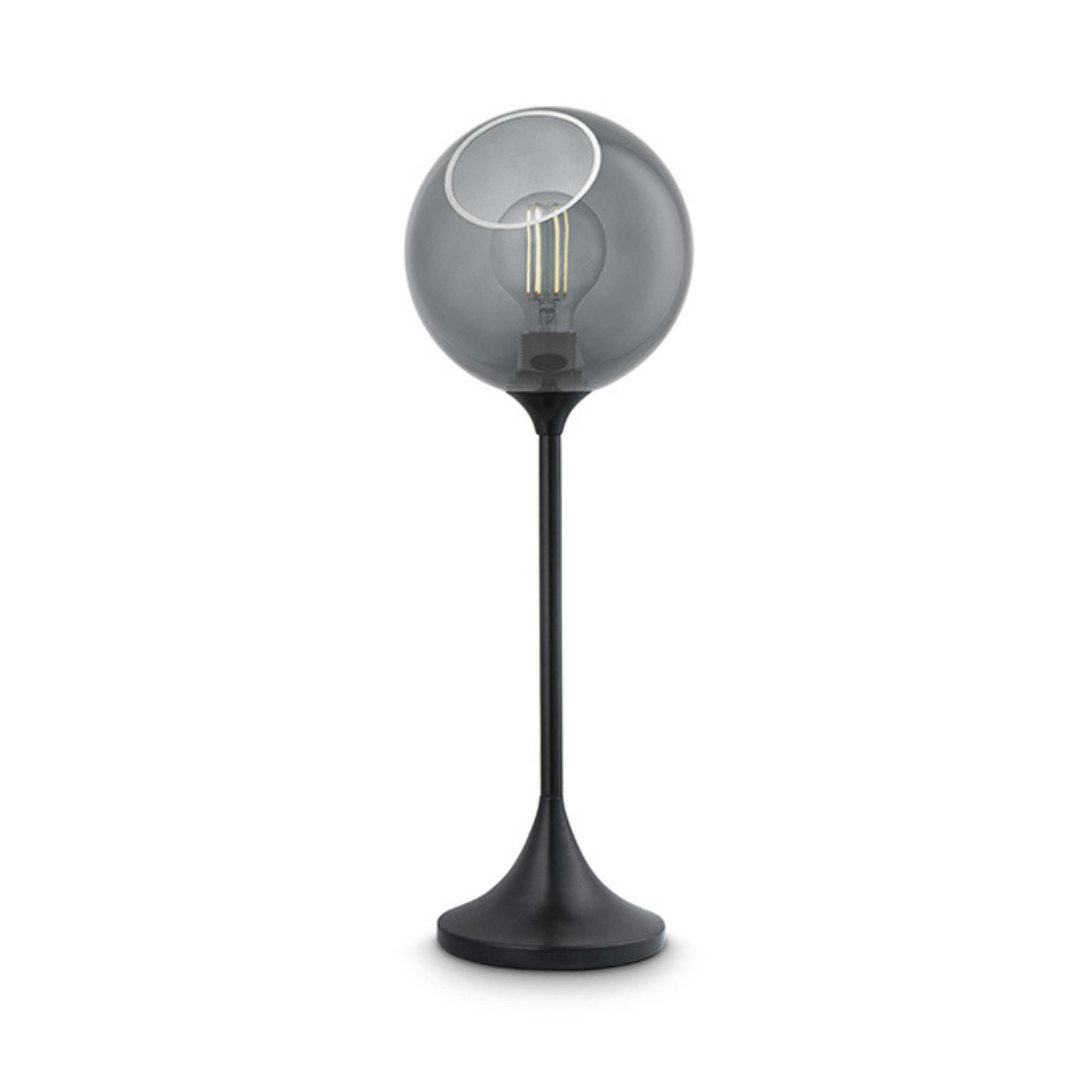 Tischlampe BALLROOM rauchig mit schwarzem Sockel [Amelia]
