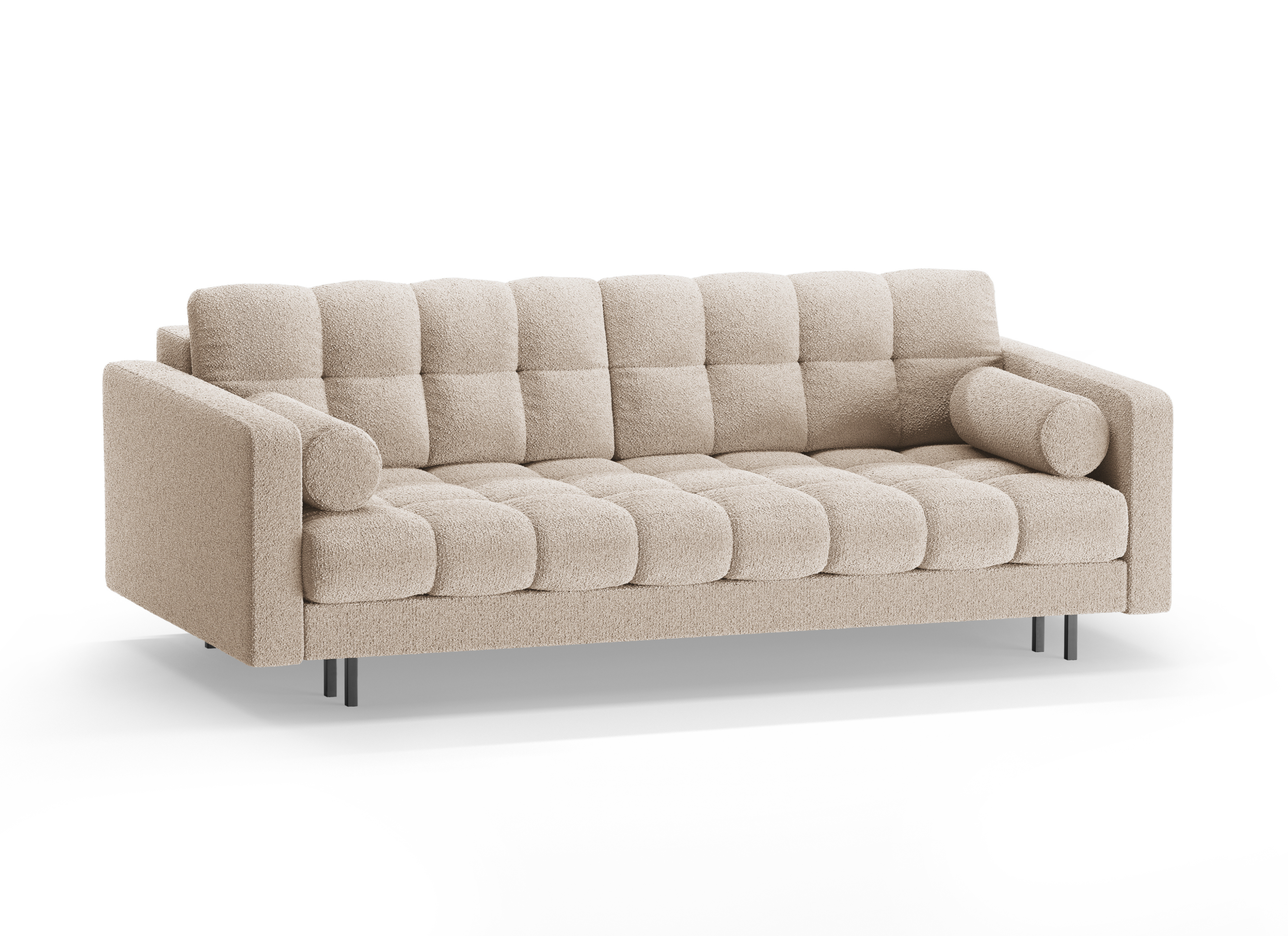 3-Sitzer Sofa mit Schlaffunktion BALI beige Bouclé mit schwarzem Untergestell