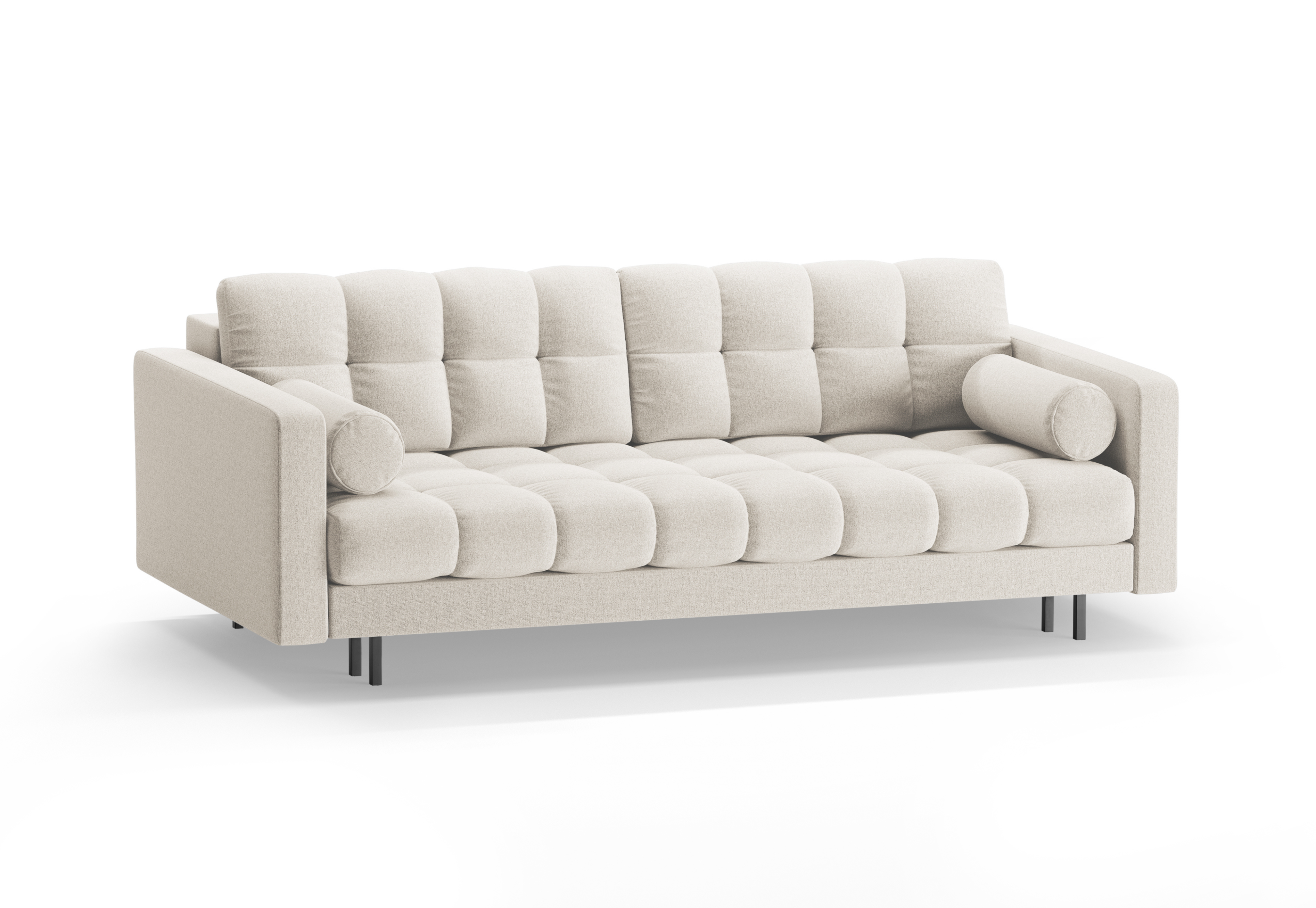 3-Sitzer Sofa mit Schlaffunktion BALI hellbeige mit schwarzem Fuß