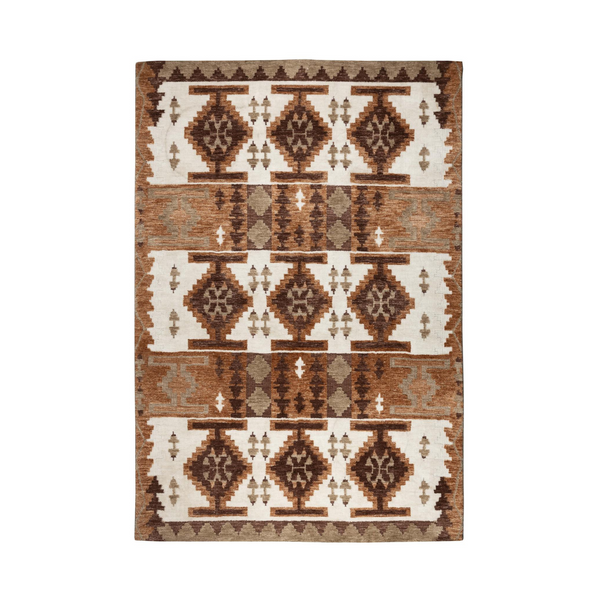 Maron brown rug with beige