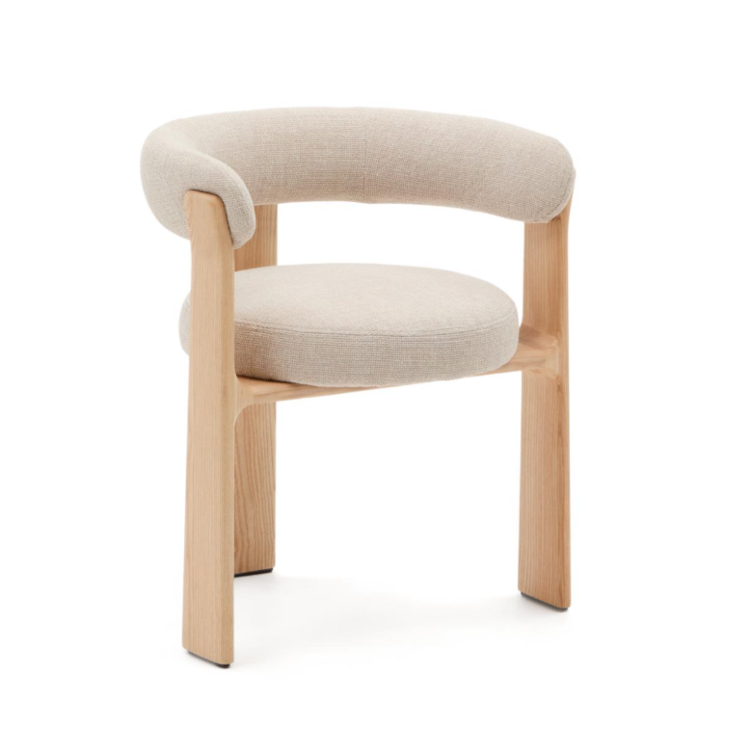 Chair with armrests Granite beige szenil with a wooden base