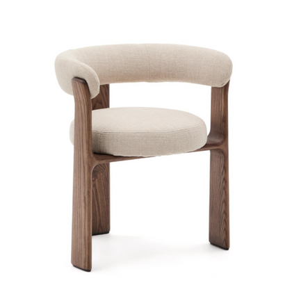 GRANITE armchair in beige chenille with a dark ash base