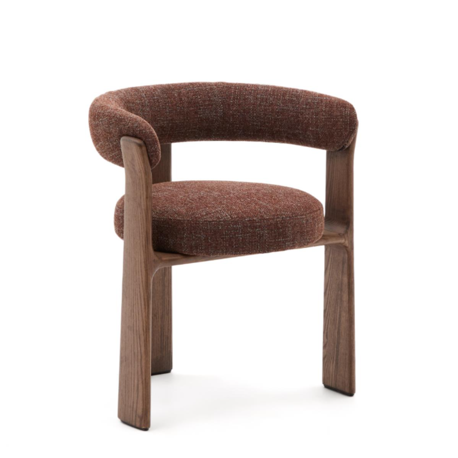 Granite Armchair with Armrests, Brown Chenille with Dark Ash Base