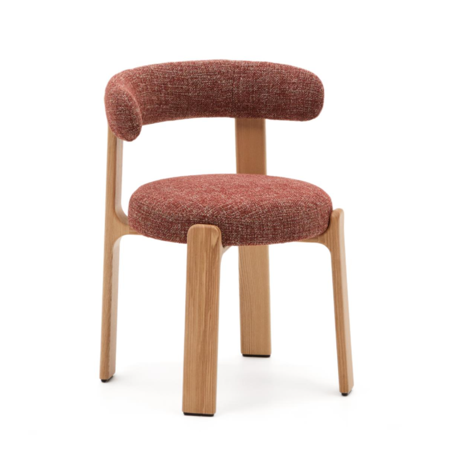 Red granite chair with a wooden base