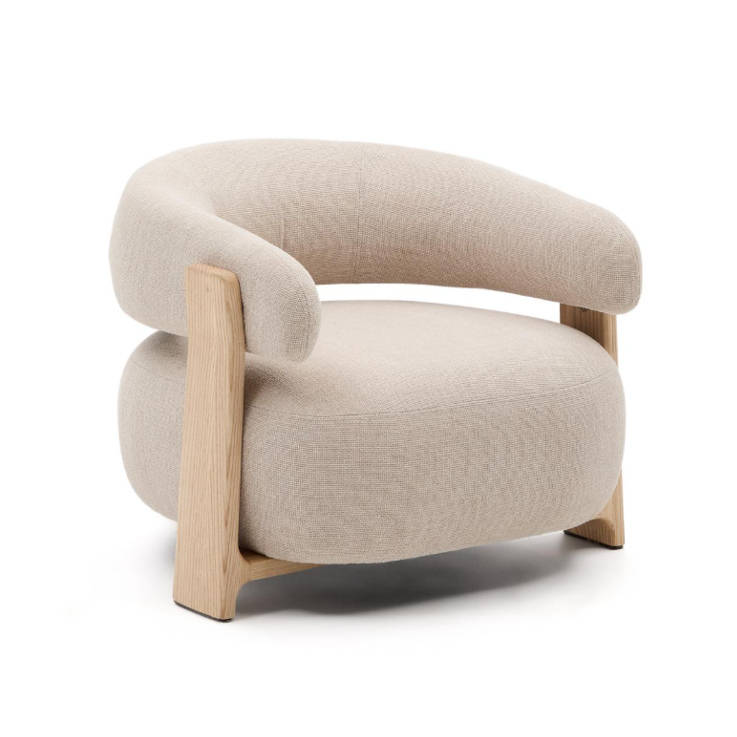 Sessel GRANITE beige Chenille mit Eschenholzgestell