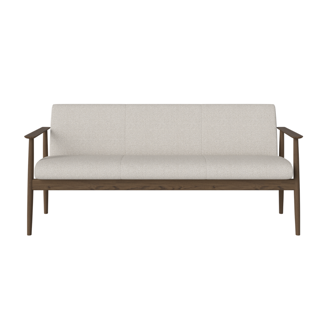 Visti gepolsterte Sofa -Basis aus dunklem Eichenholz