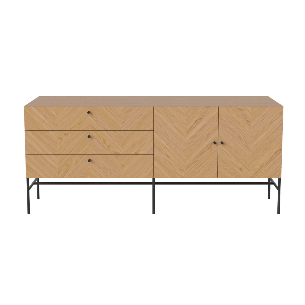 Luxus Sideboard Eiche Holz mit einer schwarzen Basis