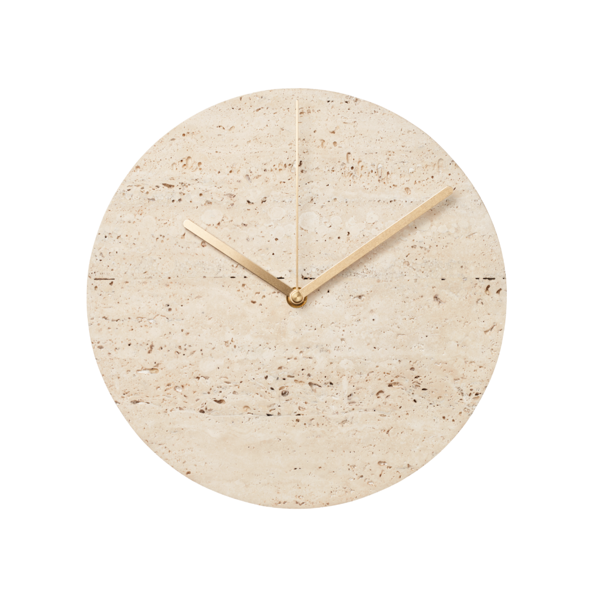 Tima travertine wall clock with oak veneer