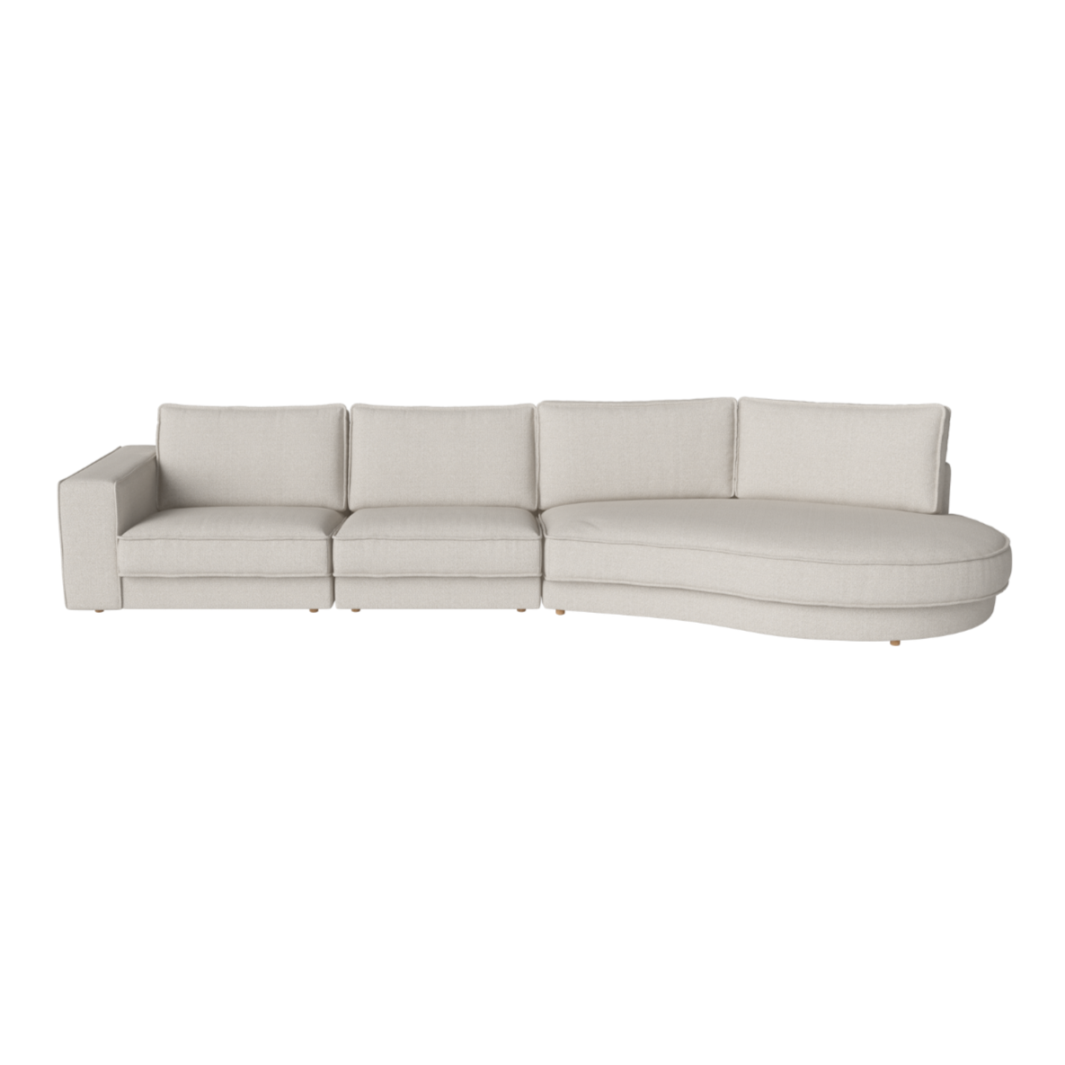 NOORA 3-module sofa with a rounded right side and a whitened base