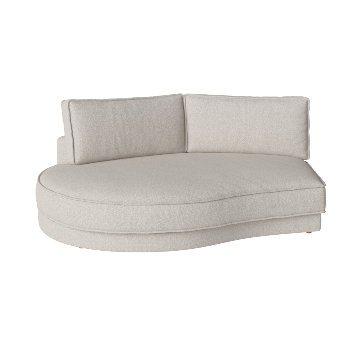 Noora Modulare Sofa - Ein abgerundetes linker Handmodul mit einer weißten Basis