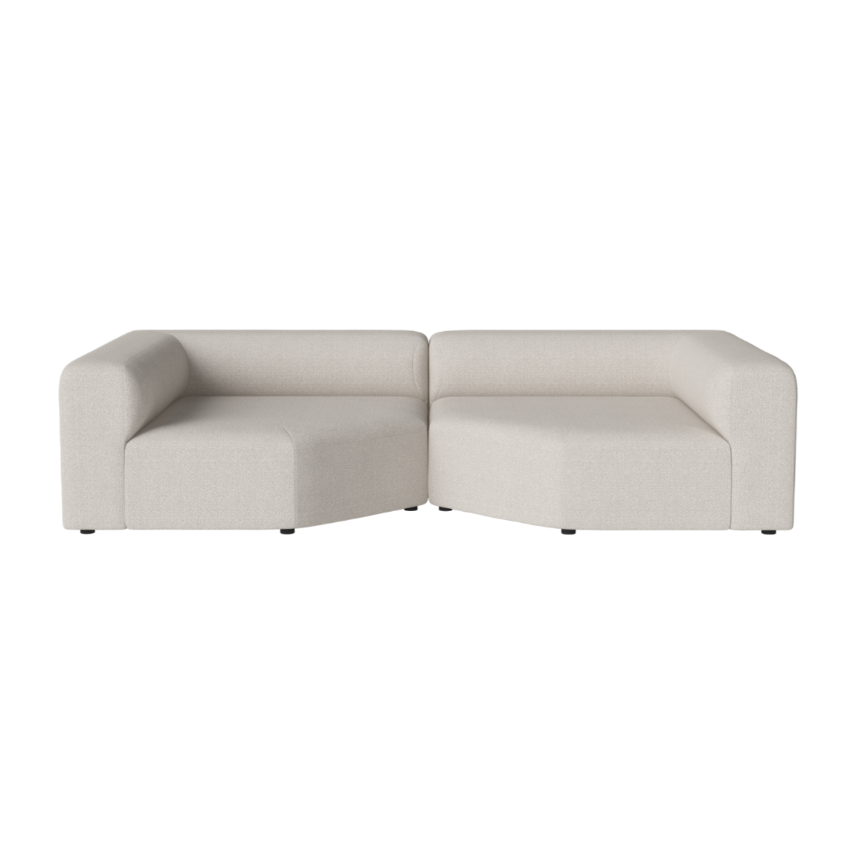 2-module sofa with cut-out upholstered