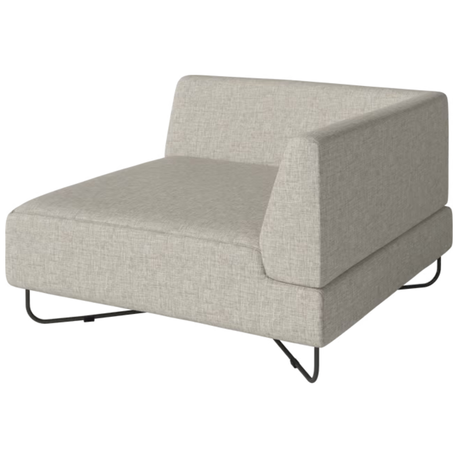 Modulares Sofa Orlando - rechts -Handmodul mit einer schwarzen Stahlbasis