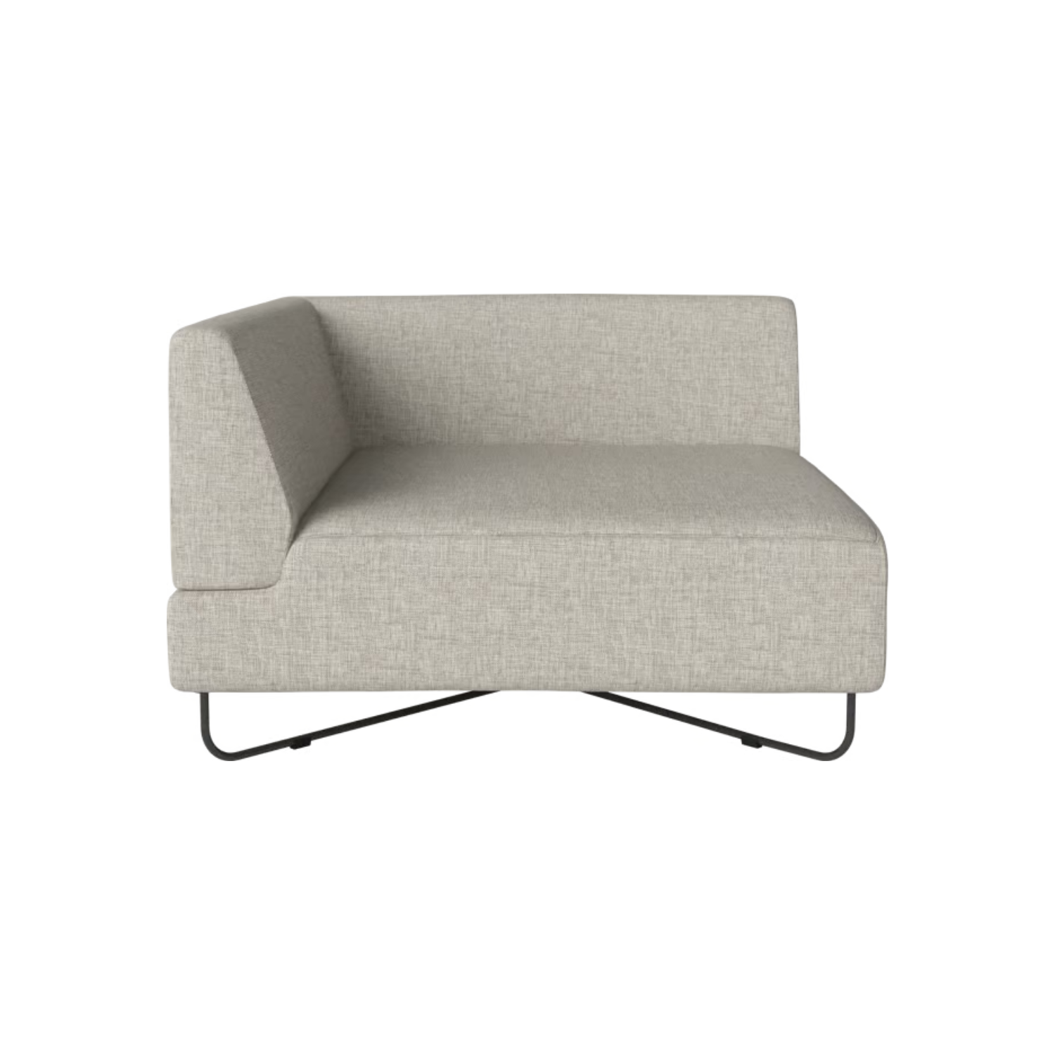 Modulares Sofa Orlando - Links -Hand -Modul mit einer schwarzen Stahlbasis