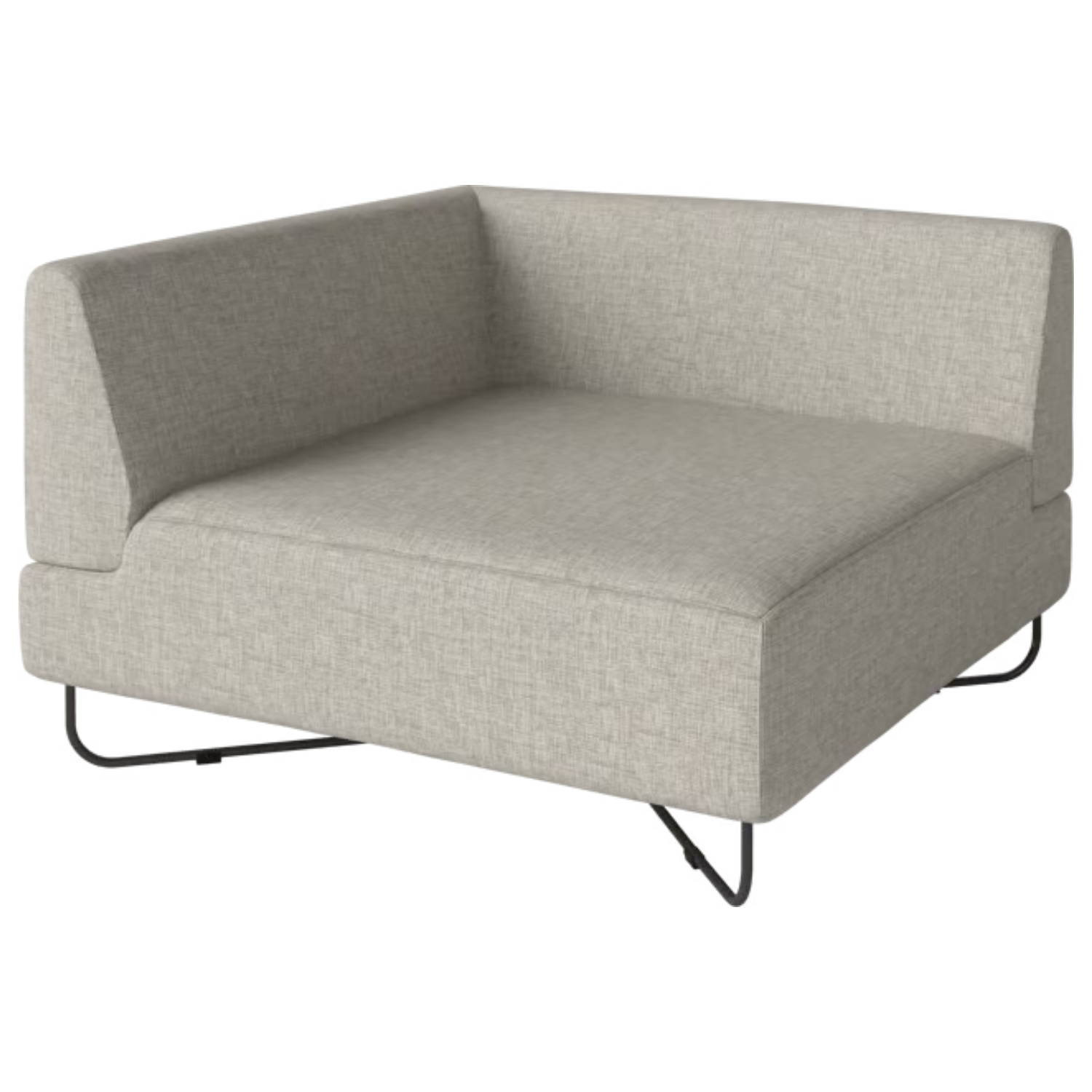 Modulares Sofa Orlando - Links -Hand -Modul mit einer schwarzen Stahlbasis