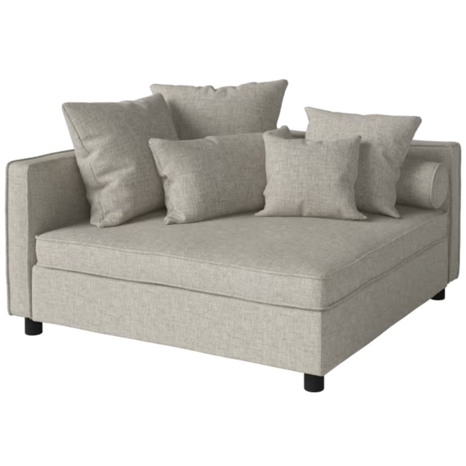 Modulares Sofa -Himbeer - links -Hand -Modul mit einer schwarzen Basis