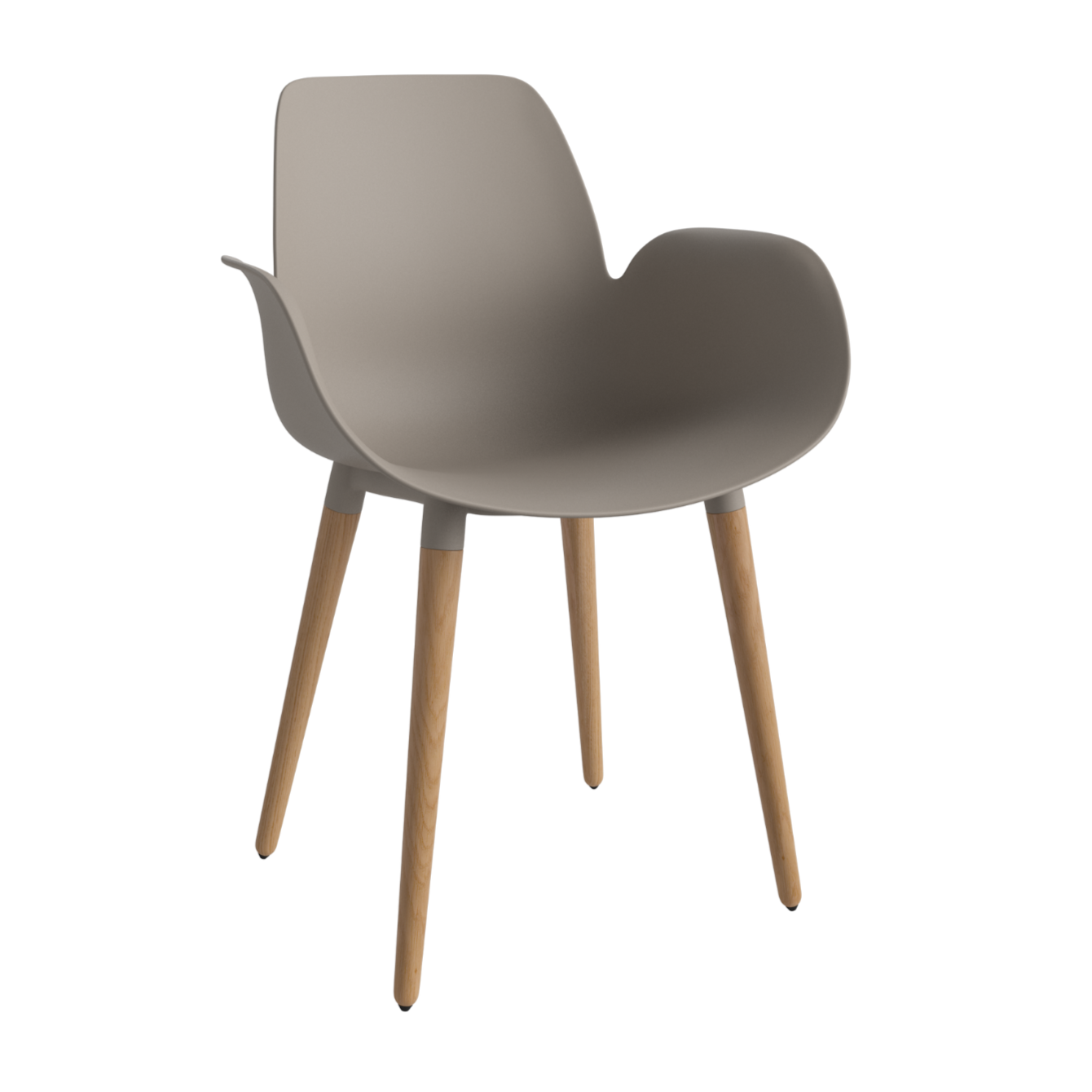 Chair with seed beige armrests with an oak base