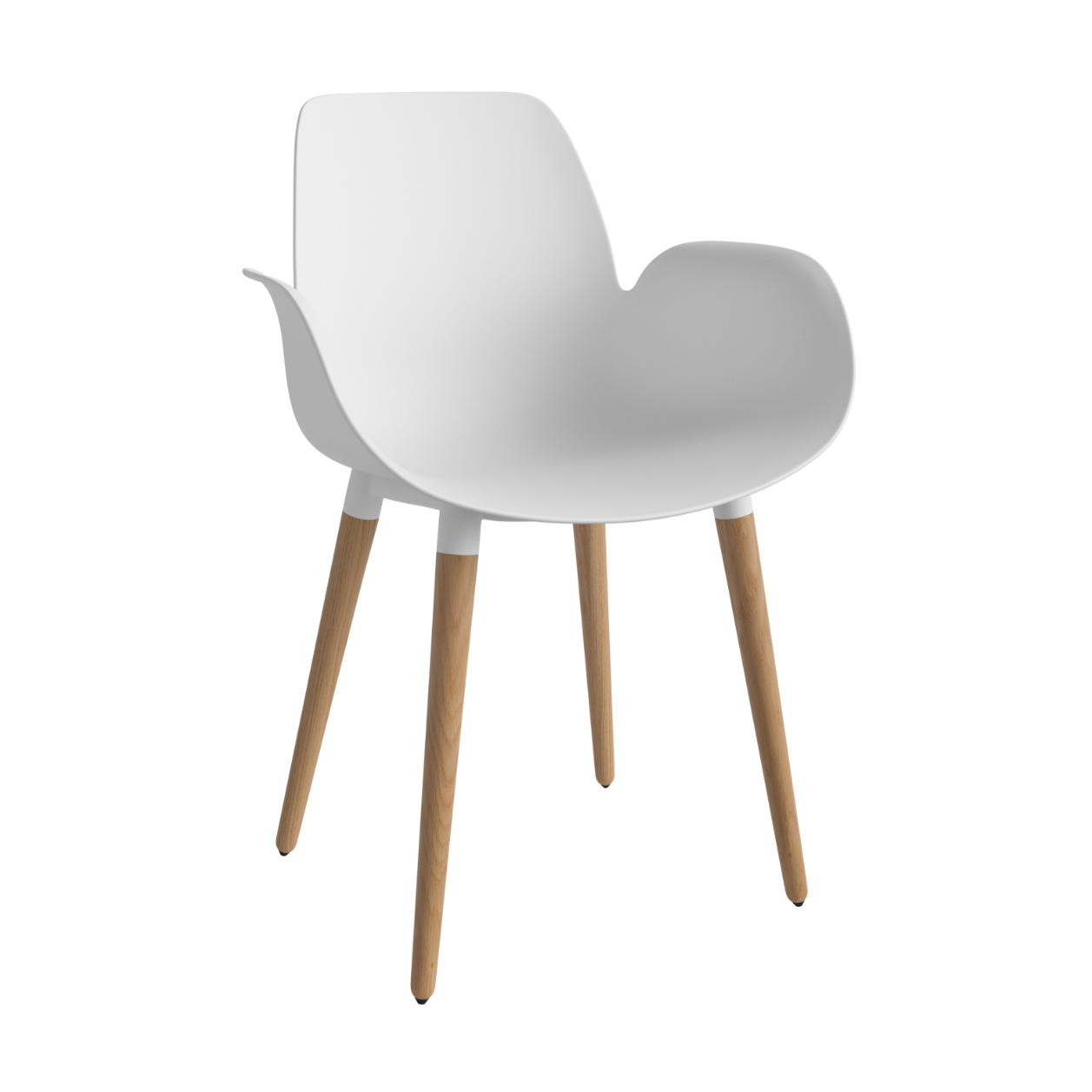 Chair with Seed White armrests with an oak base