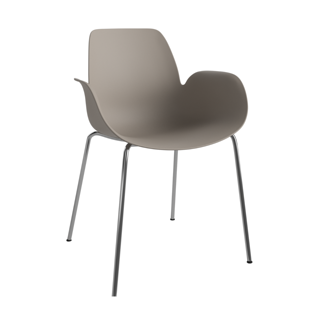 Chair with seed beige armrests with a steel base