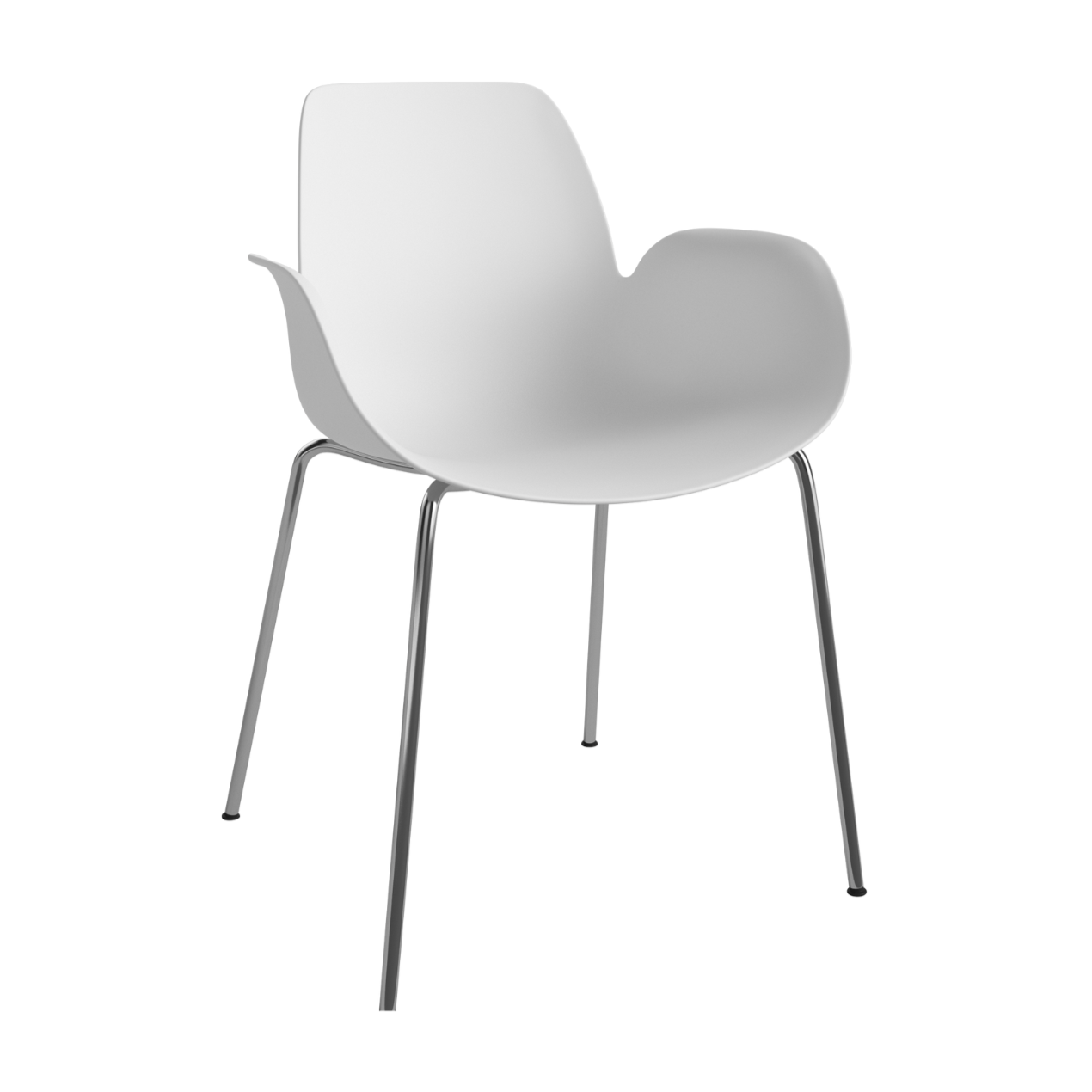 Chair with Seed White armrests with a steel base