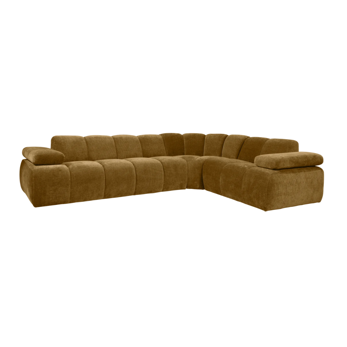 Mojo Ecksofa rechts gewebtes Rippenstoff Honig gelb
