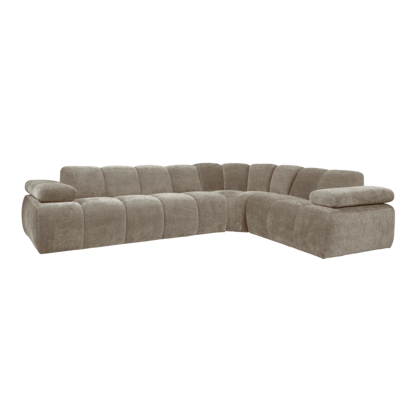 Mojo Ecksofa rechts gewebtes Rippenstoff dunkler Sand