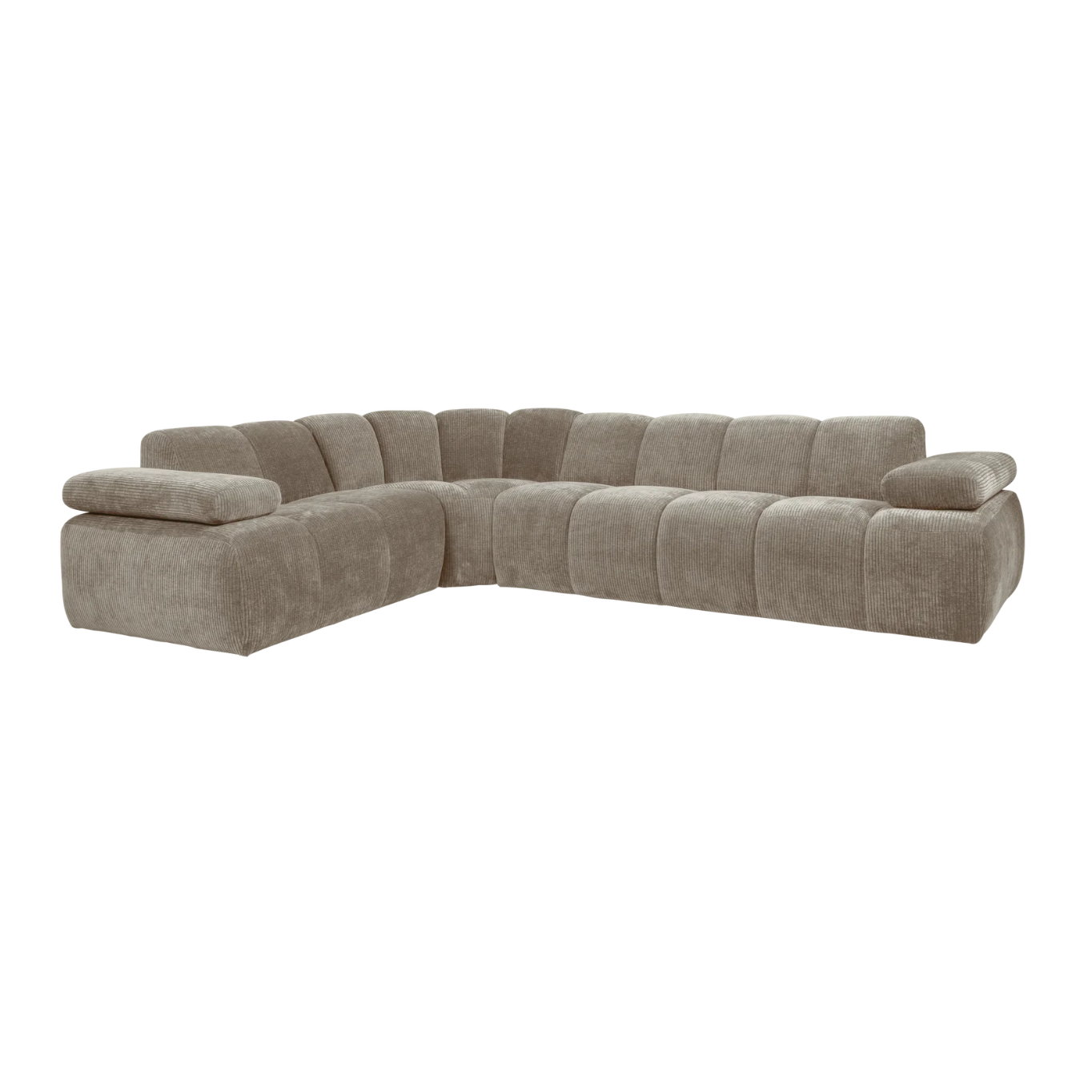 Mojo Ecksofa links gewebter Rippenstoff Dunkler Sand