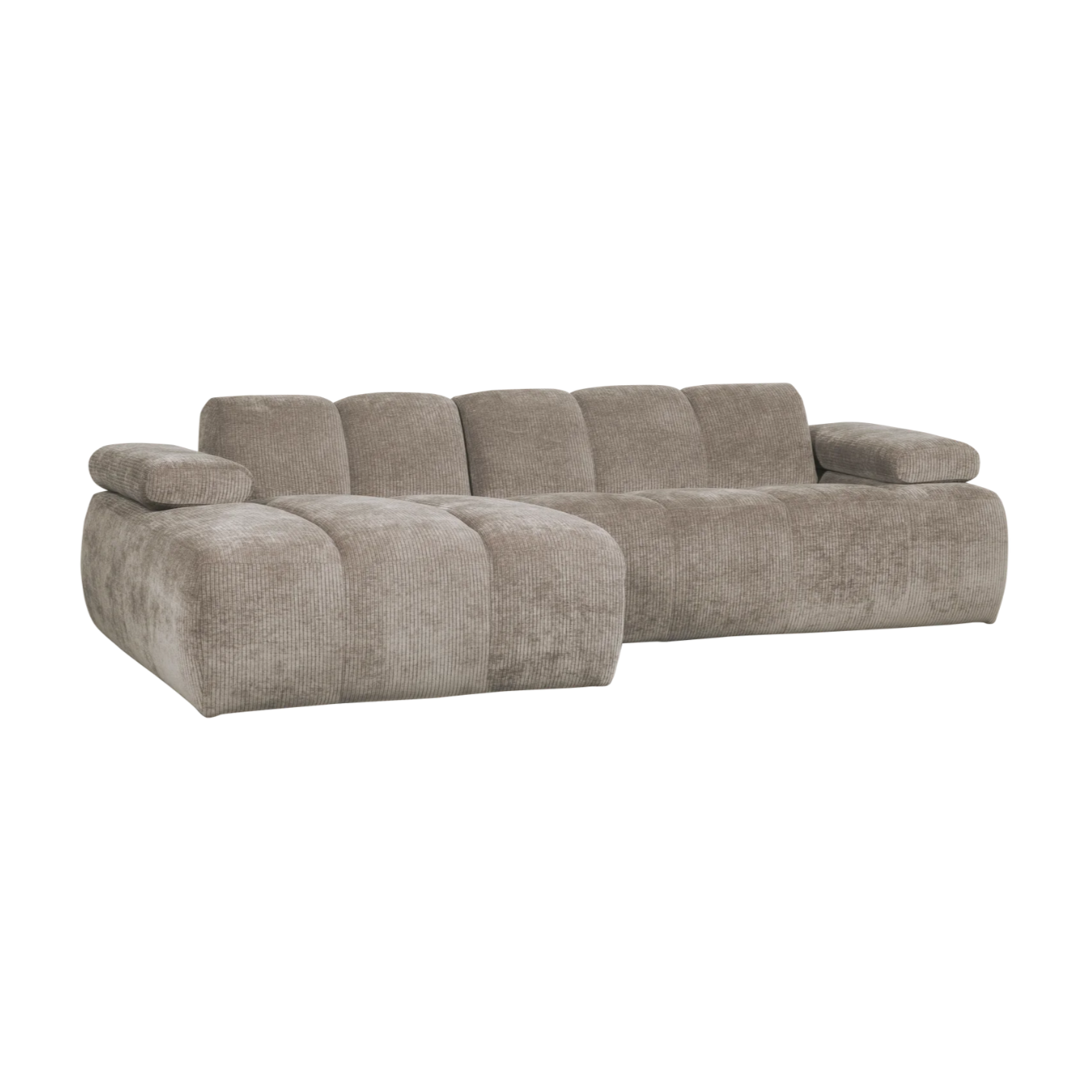 Mojo Chaise Longue links gewebtes Rippenstoff dunkler Sand