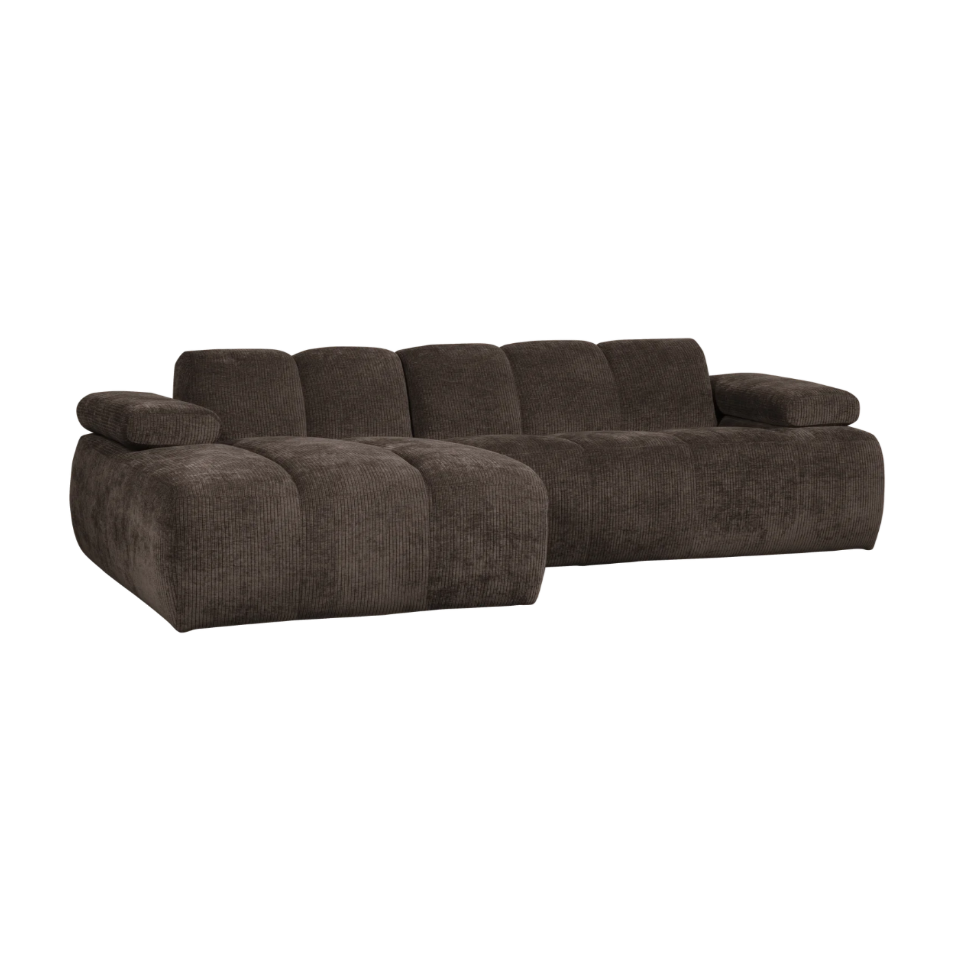 Mojo Chaise Longue links gewebtes Rippenstoff braun