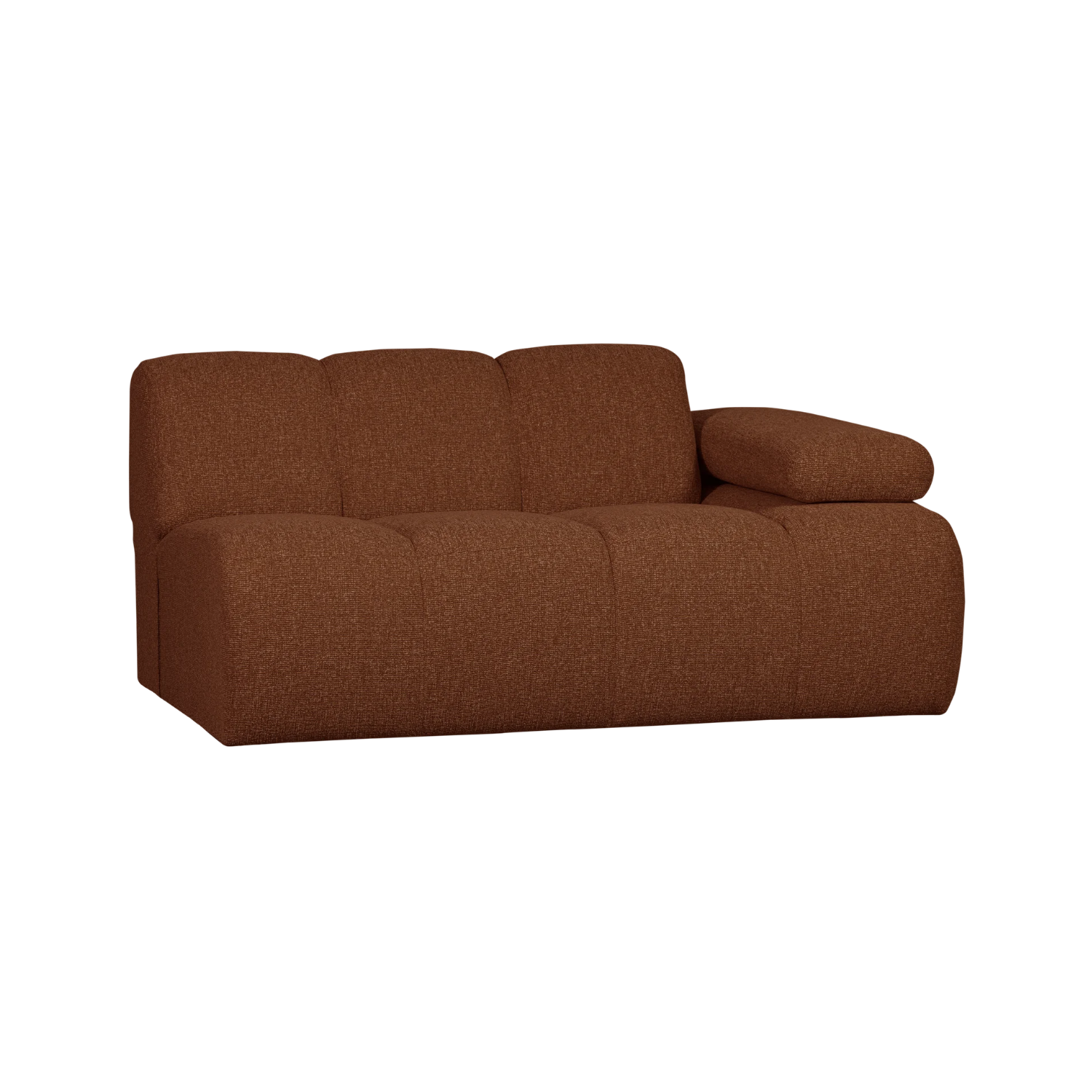 Modulares Sofa MOJO - 1,5-sitziges Element rechtsseitig in braunem Bouclé [Klaudia]